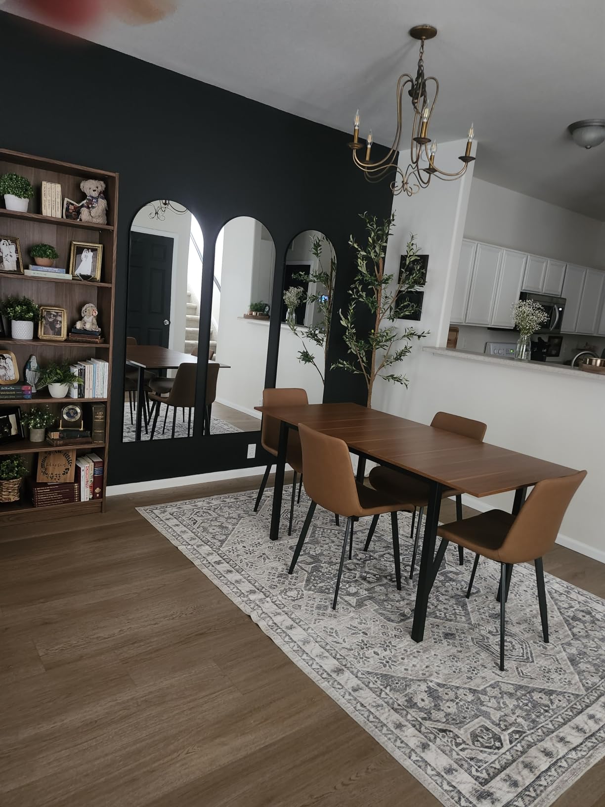 Einhomn Extendable Dining Table for 4-6, 63 Modern Kitchen Table, Farmhouse Dining Room Tables for Dining, Kitchen, Office, Living Room, Rectangular Wooden Tables, Space Saving (Walnut) customer photo 2