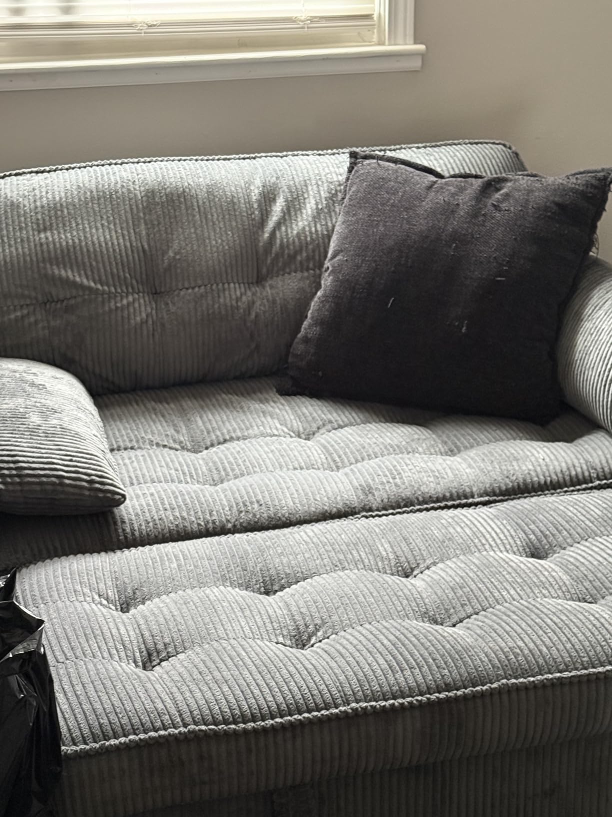 Sleeper Sofa Bed, 54'' Convertible Pull Out Couch with Small Table| USB Port | Side Pockets | Corduroy Fabric | Adjustable Backrest for Apartment, Office, Bedroom, Guest Room(Darkgray) customer photo 1