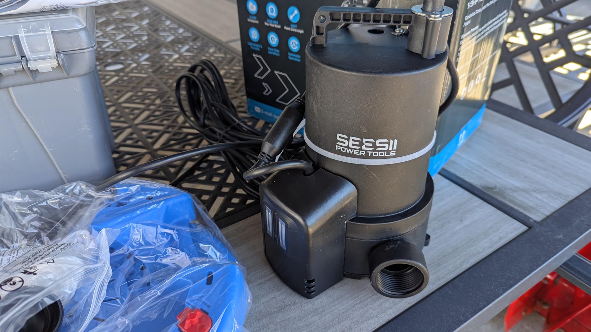 SEESII 1/3HP Pool Cover Pump - Automatic On/Off, 3035GPH Submersible Water Pump with Filter Net, 25ft Power Cord, Check Valve customer photo 2