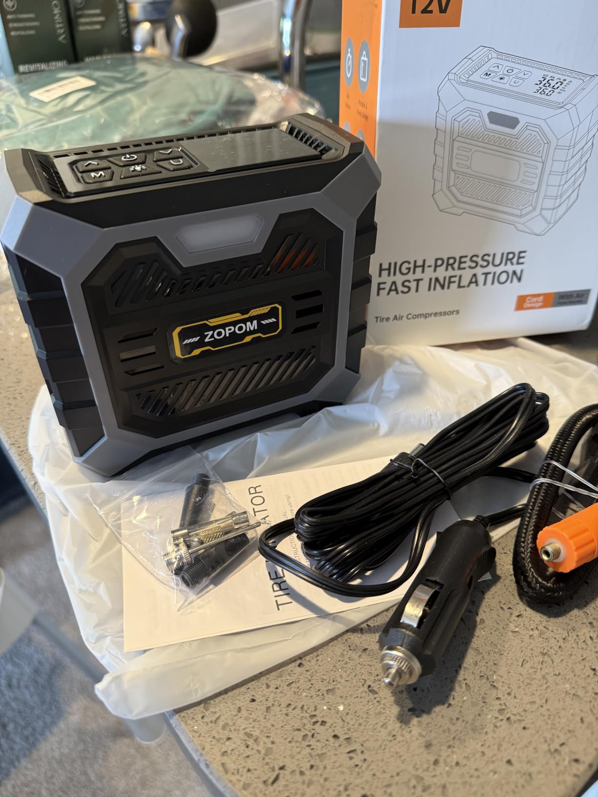 ZOPOM Tire Inflator Portable Air Compressor DC 12V Air Compressor Portable with Digital Pressure Gauge Air Pump for Car Tires - Car Accessories Bike, Motor customer photo 1