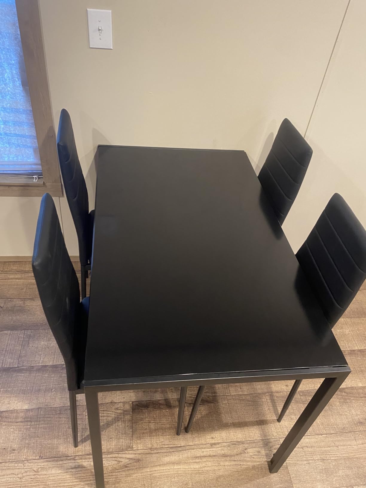 Bealife Kitchen Dining Table Set for 4, Tempered Glass 5 Piece Table and Chairs Set Modern for Home, Kitchen, Living Room, Dining Room (Black) customer photo 1