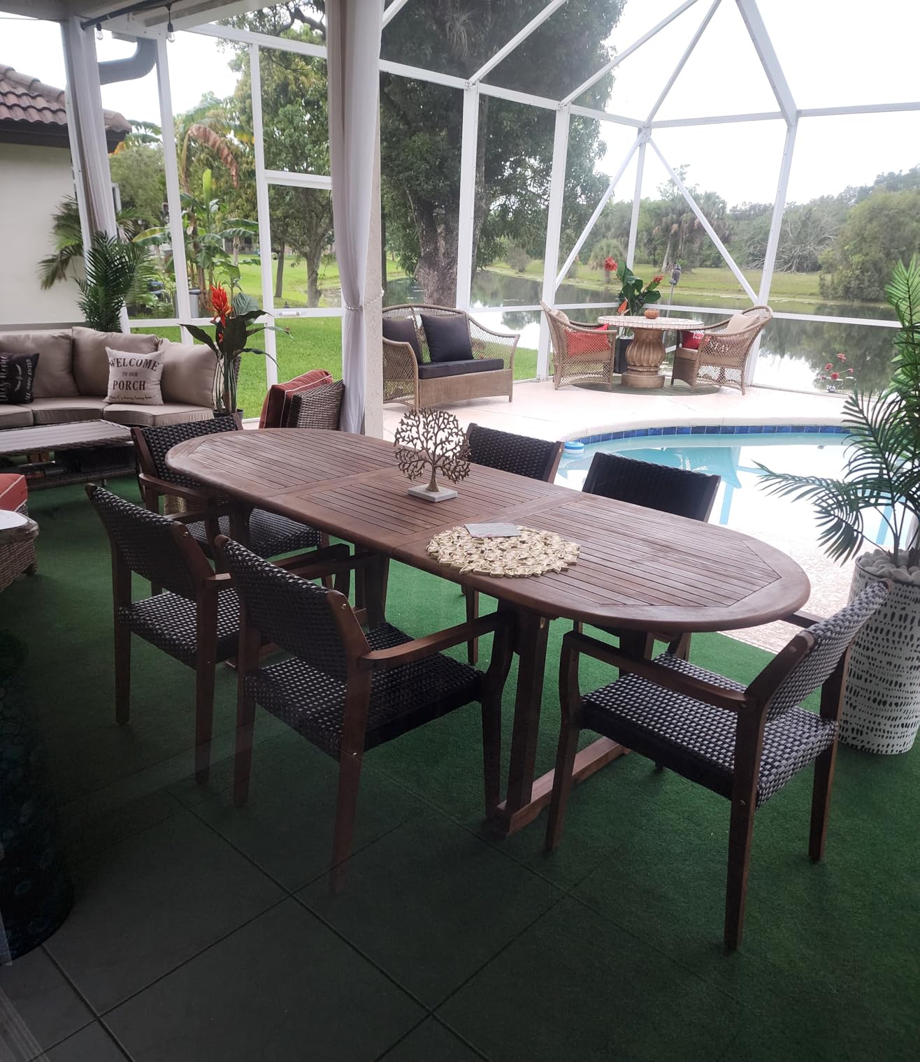 PHI VILLA 9 Pieces Acacia Wood Outdoor Dining Set for 8, Expandable Teak Wooden Table & Chairs, Large Farmhouse Furniture Set for Patio, Deck, Backyard, Porch customer photo 1