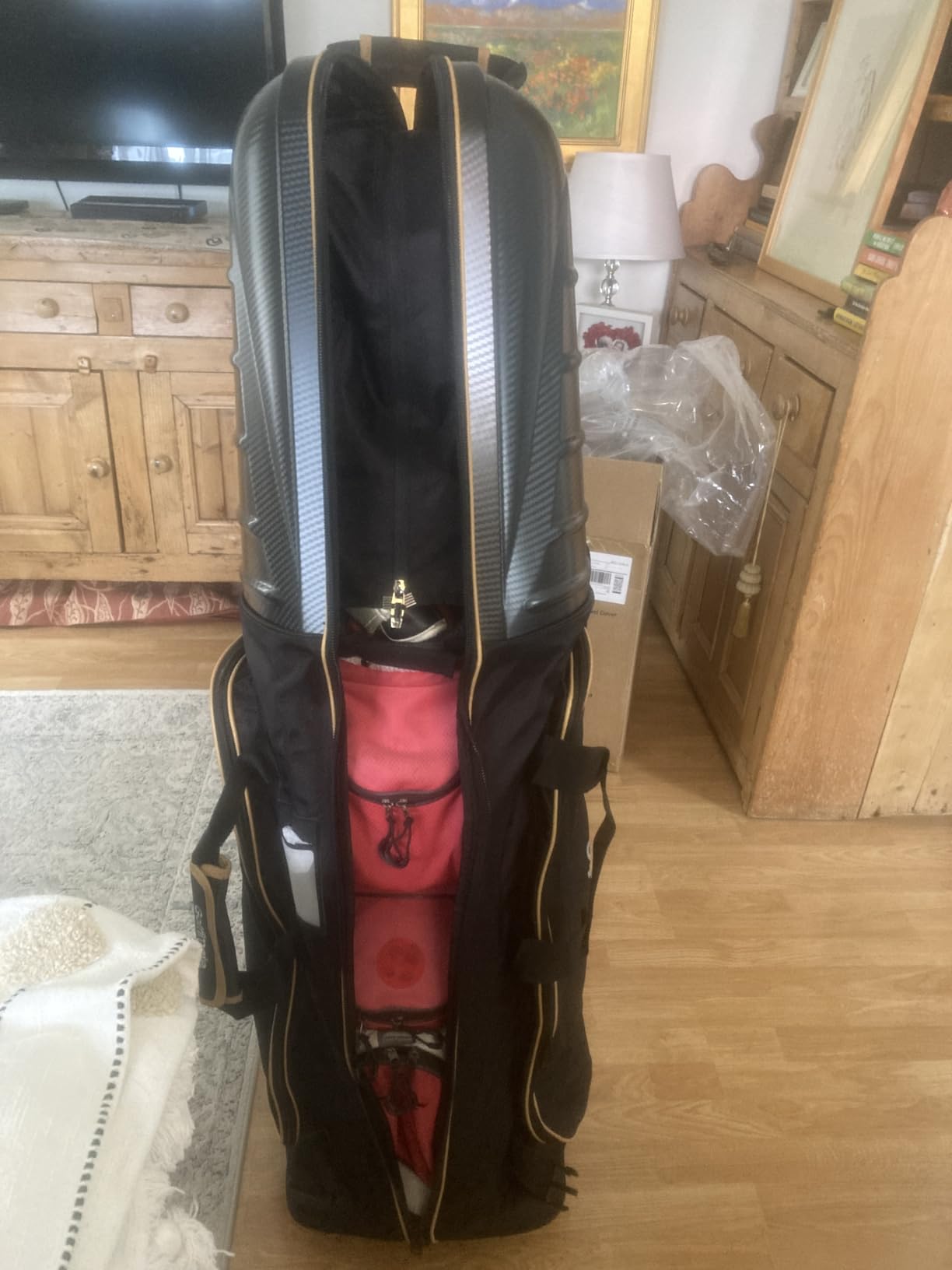 Golf Travel Bags for Airlines with Carbon Fiber Hard Top, Protective Club Traveling Cover with Wheel, Golf Club Carrier Case for Airplanes, Thick Padding, Durable Zippers and 2 Sided Spacious Pockets customer photo 2