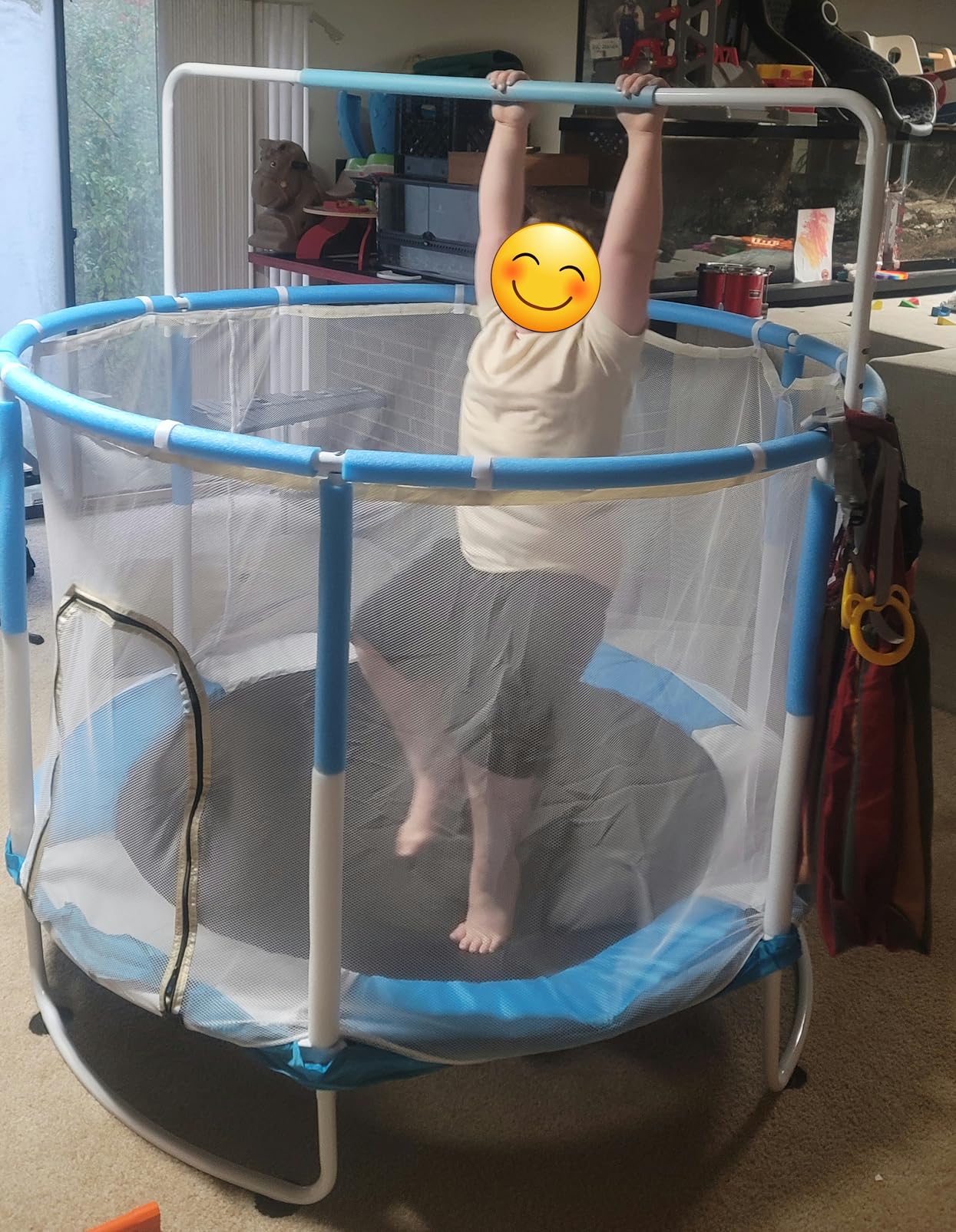5FT Trampoline for Kids Baby Toddler, 60'' Indoor/Outdoor Kids & Adults Trampoline with Enclosure Net for Boys Girls Christmas Birthday Gifts customer photo 2