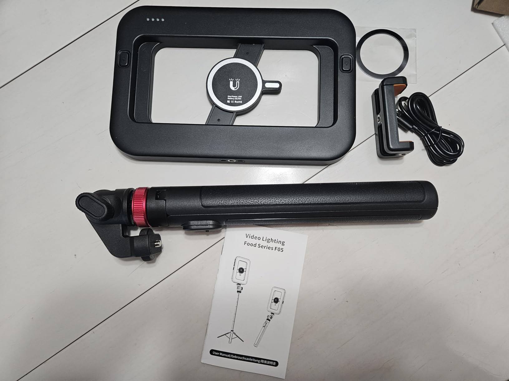 Tripod for iPhone with Light, Portable 15W Ring Light with Stand and Phone Holder for Video Recording, 6000mAh Magnetic Phone Tripod with Light 2500K-9000K for Food Hunt,Mukbang Video,Vlogging,CRI＞95 customer photo 1