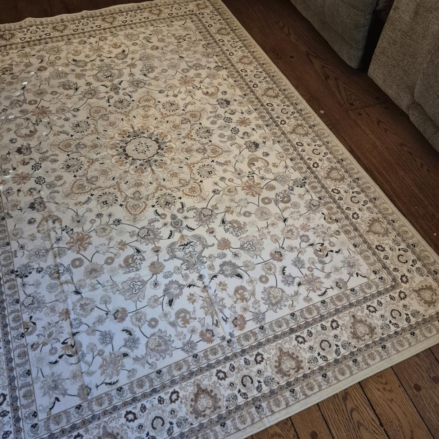 5x7 Area Rugs Living Room Rug: Washable Vintage Boho Rug No Slip Stain Resistant Soft Carpet Indoor Floor Floral Large Carpets for Bedroom Dining Room Farmhouse Nursery Hallway Home Office Beige customer photo 1