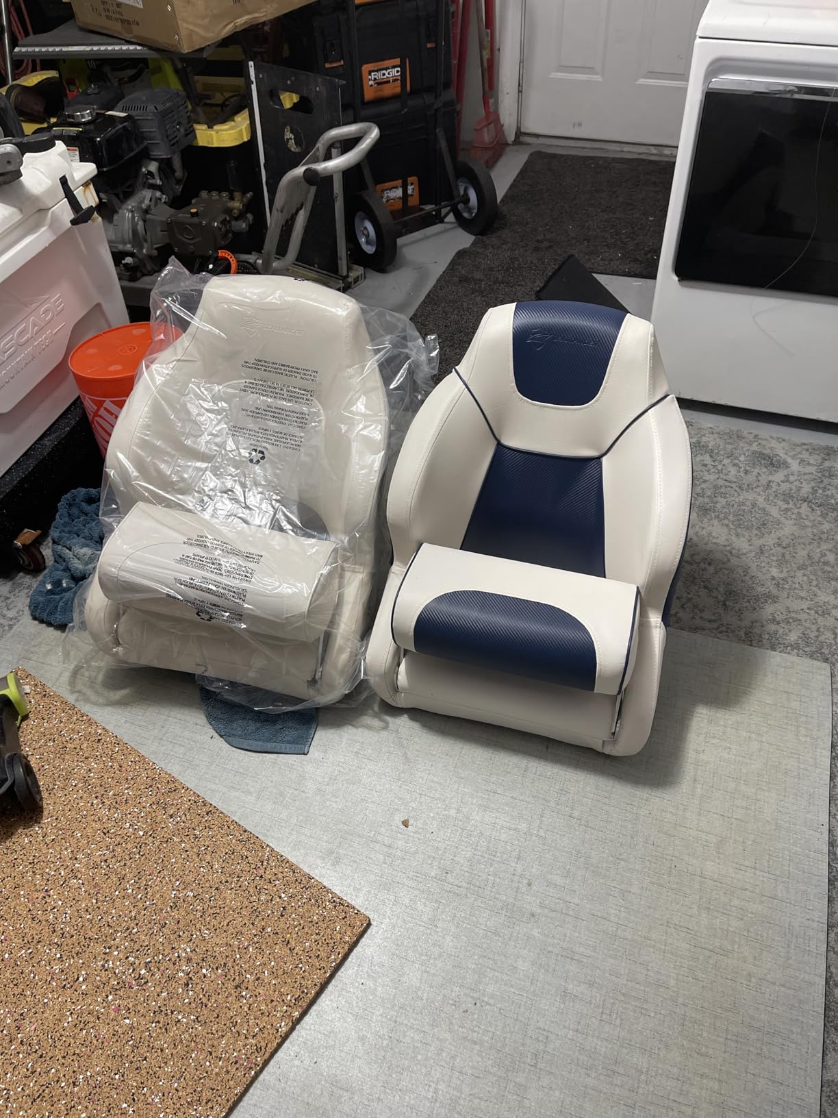 Seamander Premier Series Captain Bucket Seat with Flip Up Bolster, Boat Seat Suitable For Fishing and Pontoon boats (D-Ivory/Tan) customer photo 1