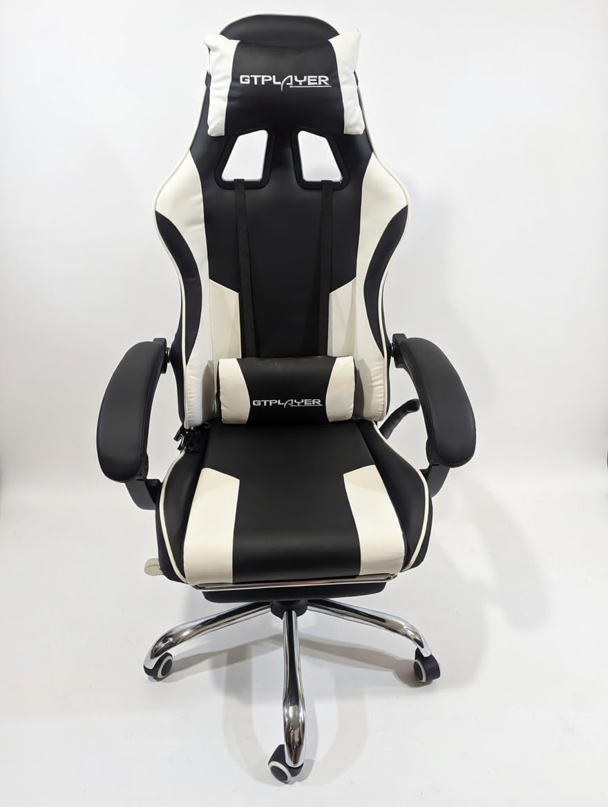 GTPLAYER Gaming Chair, Computer Chair with Footrest and Lumbar Support, Height Adjustable Game Chair with 360-Swivel Seat and Headrest and for Office or Gaming (Pearl White) customer photo 2