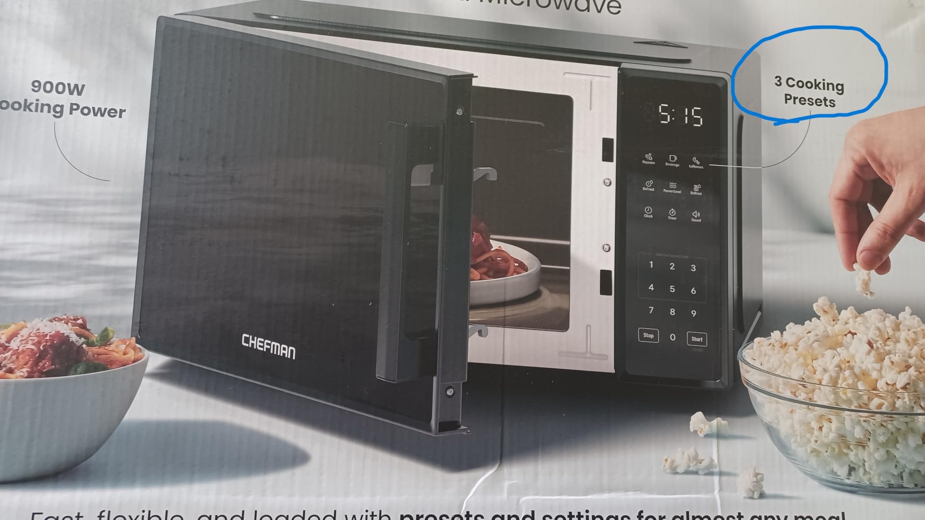 Chefman Countertop Microwave Oven 1.1 Cu. Ft., 1000 Watts with 10 Power Levels, 6 Cooking Presets with One-Touch Express Cook, Eco Mode, Child Safety Lock, & Mute Button - Black customer photo 2