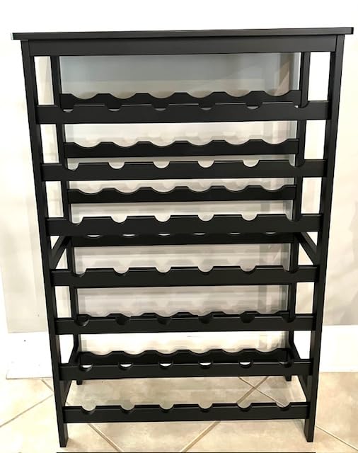 VASMIA 42 Bottles Bamboo Wine Rack, 7-Tier Wine Rack Freestanding Floor with Table Top, Wine Storage Shelf for Kitchen Dining Room Bar, Walnut customer photo 1