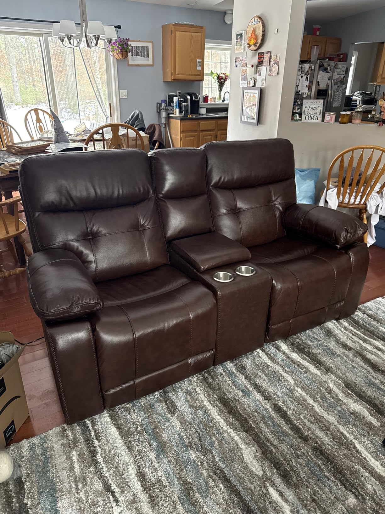 CANMOV Genuine Leather Recliner Chair, Power Single Reclining Sofa with Comfortable Arms and Back, Modern Electric Recliner Couch Set with Hidden Cup Holders, USB, Type C Port for Living Room, Dark Brown customer photo 1