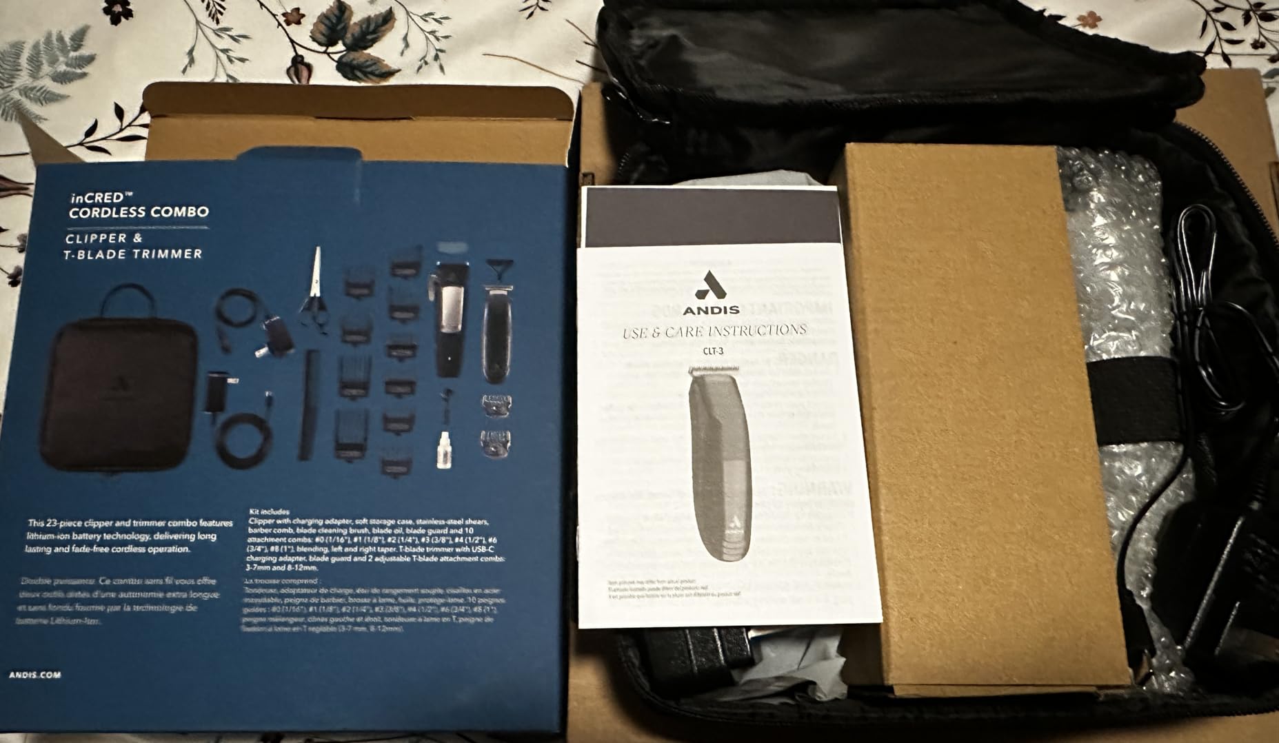 Andis 561506 inCRED Cordless Adjustable Hair Clipper & Close-Cutting T-Blade Trimmer Combo Set, 23-Piece Kit, Powerful Motor, Lithium-Ion Battery, Black customer photo 2