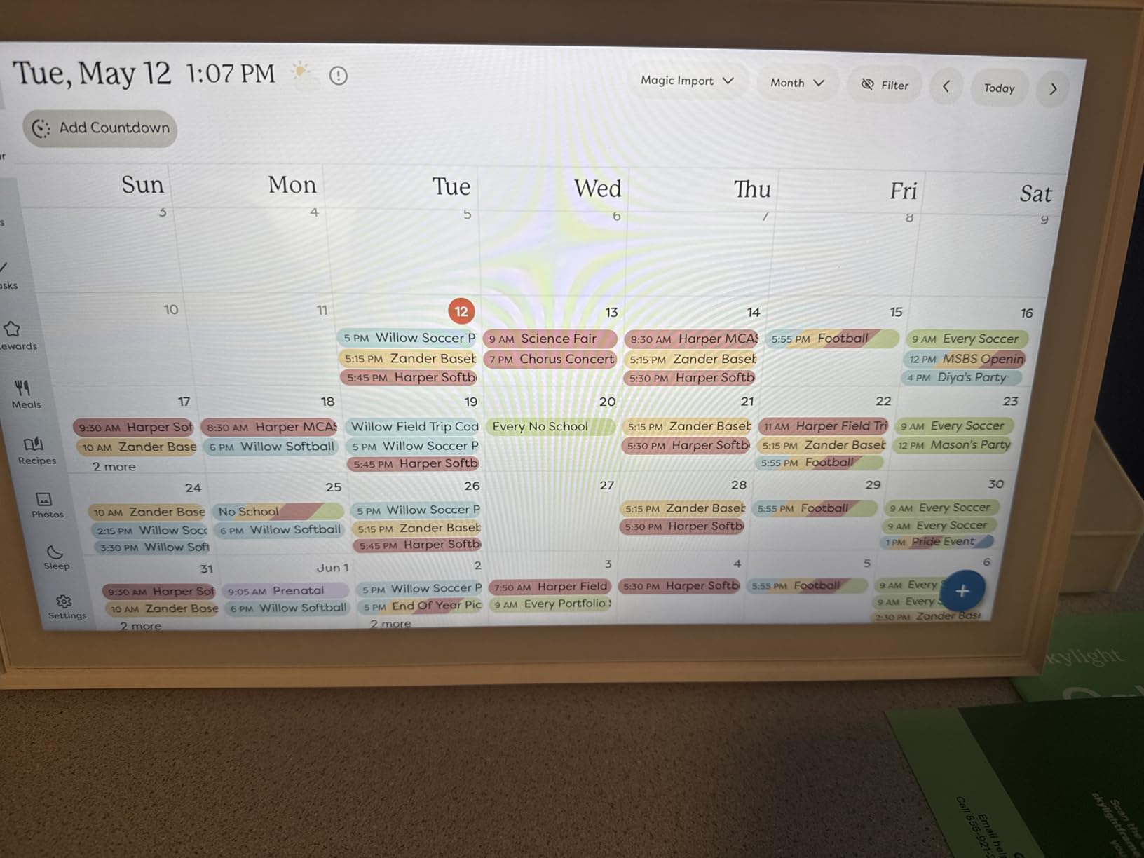 Skylight Calendar 2 - 15-inch Full HD Touchscreen Digital Calendar, Featured on Wirecutter - Wall Planner & Interactive Chore Chart, Smart Family Organizer, 16GB Storage, Wi-Fi, Wall Mount Included - Shadow Box, Silver customer photo 2