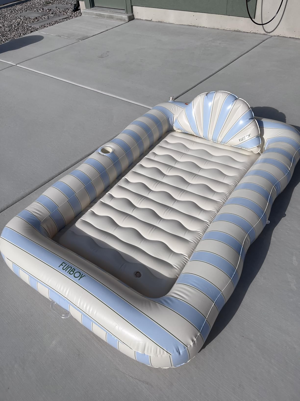 FUNBOY Tanning Pool Lounger Float Blue & Green Stripe, XL 72