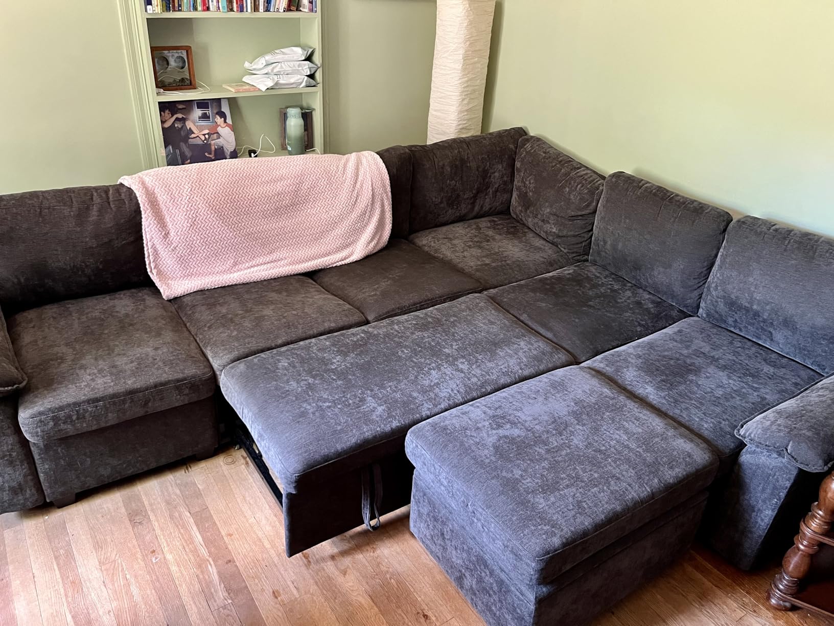 85 Inch Modular Sectional Sofa with Pull Out Bed, L Shaped 5 Seat Sectional Sleeper Sofa with Storage, Sectional Couches for Living Room, Cloud Modular Couch, Removable Sofa Cover customer photo 1