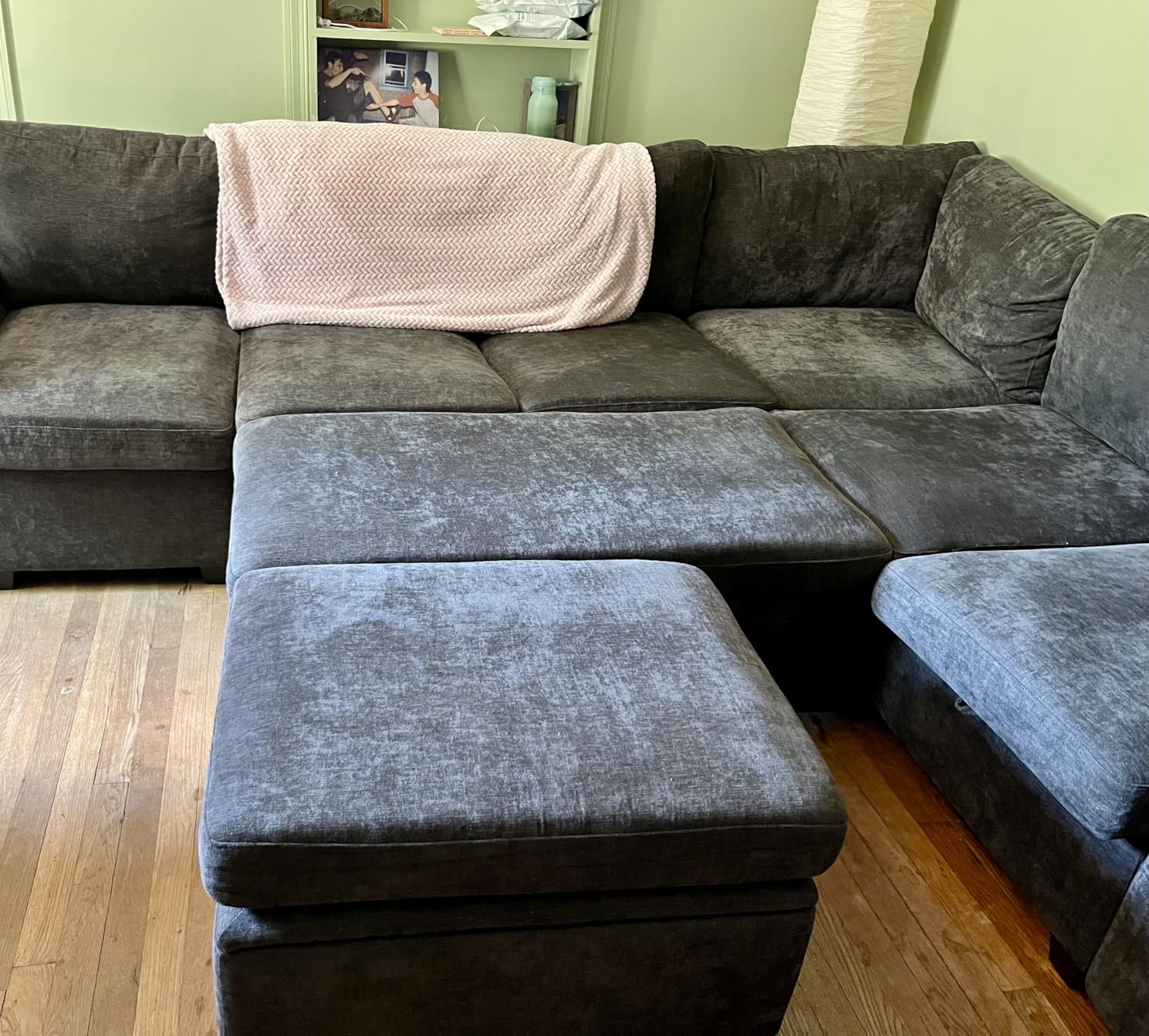 85 Inch Modular Sectional Sofa with Pull Out Bed, L Shaped 5 Seat Sectional Sleeper Sofa with Storage, Sectional Couches for Living Room, Cloud Modular Couch, Removable Sofa Cover customer photo 2
