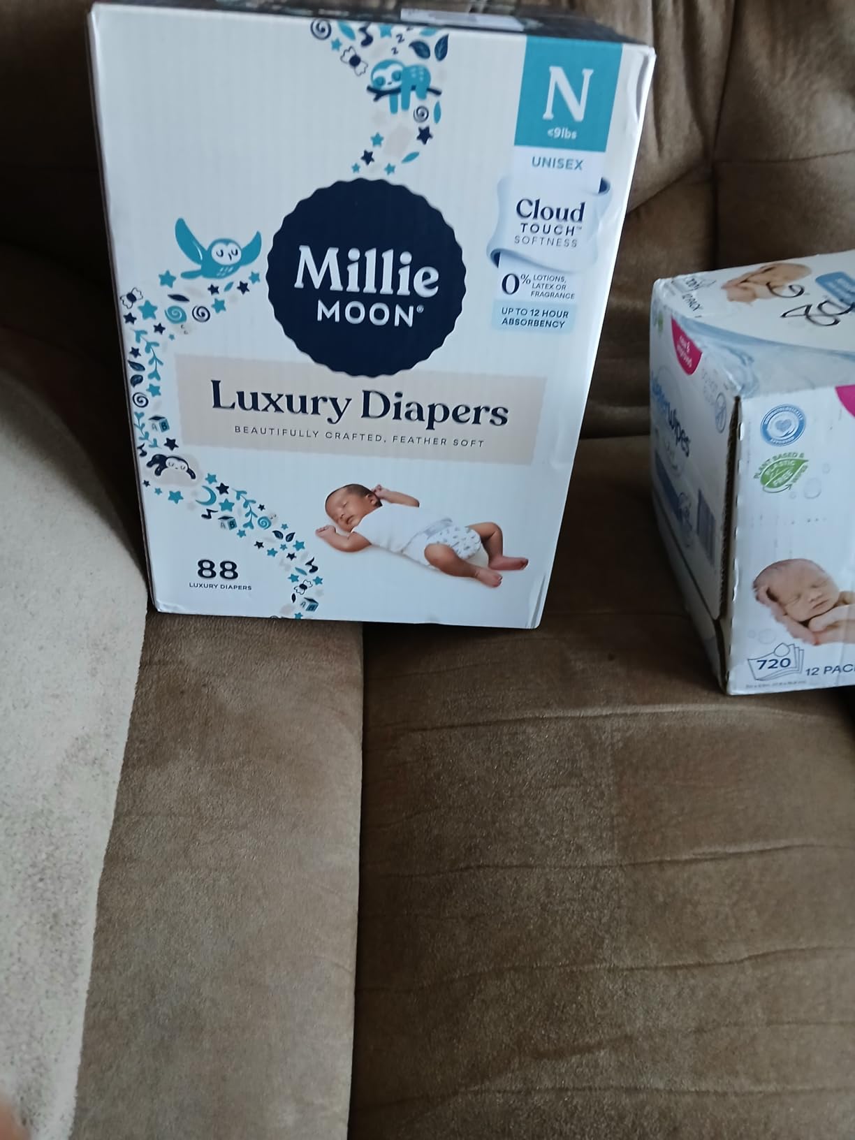 Millie Moon Luxury Diapers, CloudTouch Softness, 12-Hour Leak Protection, Hypoallergenic for Sensitive Skin (1-100ct) customer photo 1