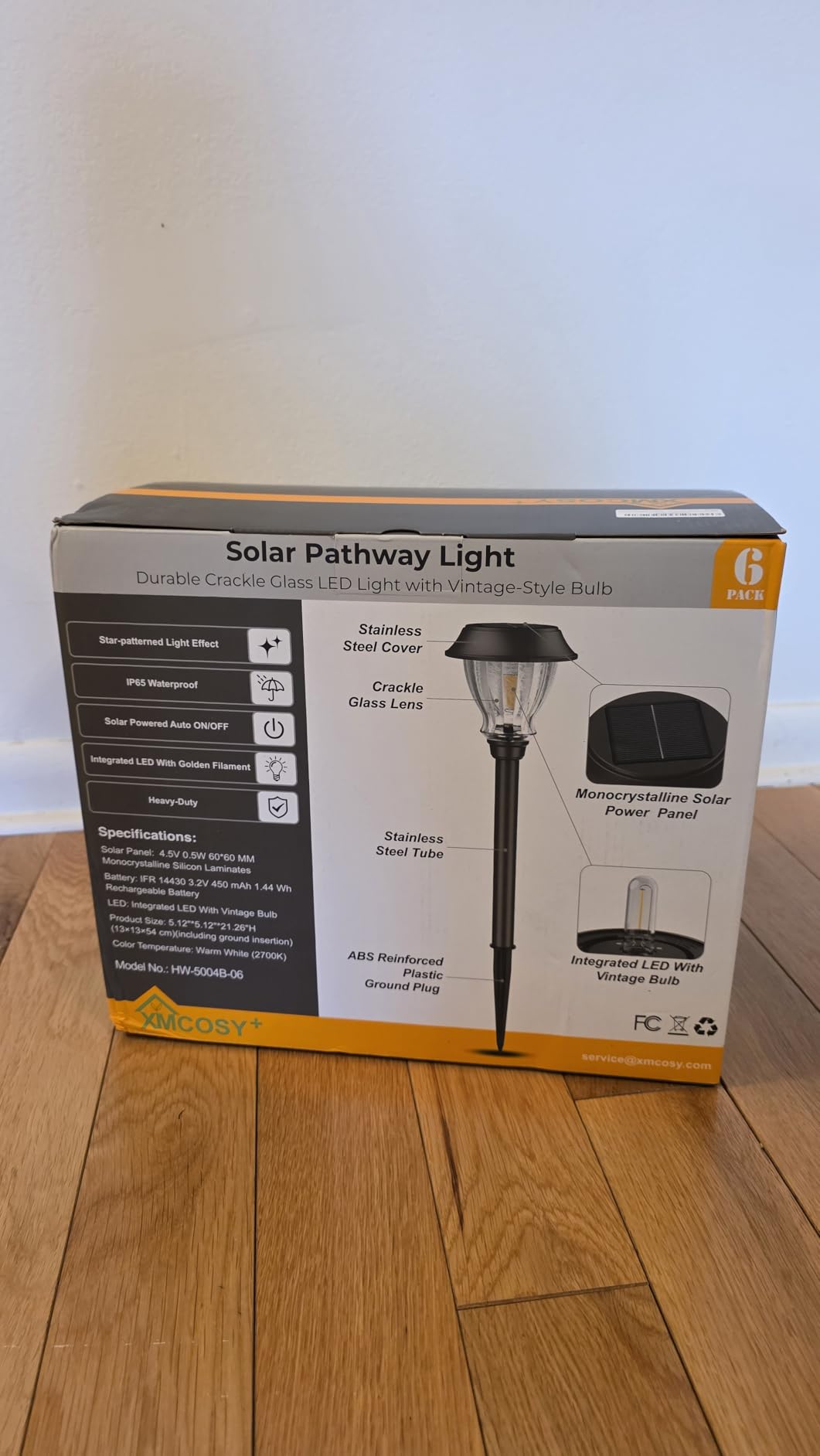 XMCOSY+ Solar Pathway Lights Outdoor, 8 Pack Decorative Crackled Glass Garden Lights, Soft Warm White Glow, Auto On/Off Waterproof Landscape Lighting for Yard Walkway Patio customer photo 1