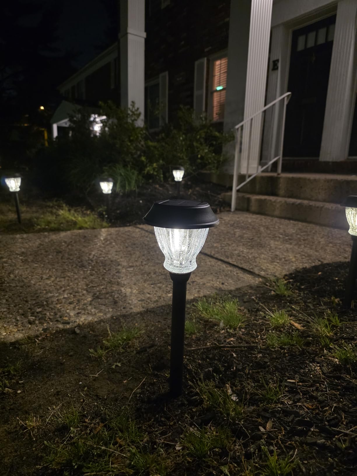 XMCOSY+ Solar Pathway Lights Outdoor, 8 Pack Decorative Crackled Glass Garden Lights, Soft Warm White Glow, Auto On/Off Waterproof Landscape Lighting for Yard Walkway Patio customer photo 2