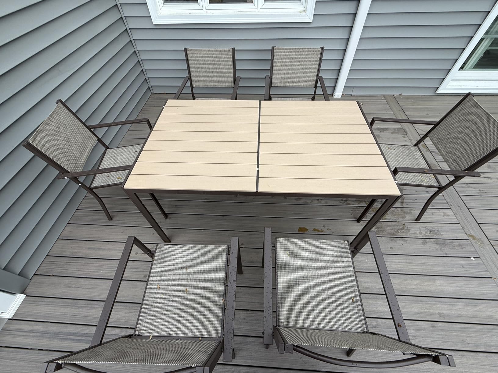 Aoxun 7-Piece Patio Table and Chairs Set for 6, All Weather Outdoor Dining Set with 6 Textilene Chairs and 1 Rectangular Metal Table, Patio Dining Sets for Backyard, Garden and Poolside, Brown customer photo 1