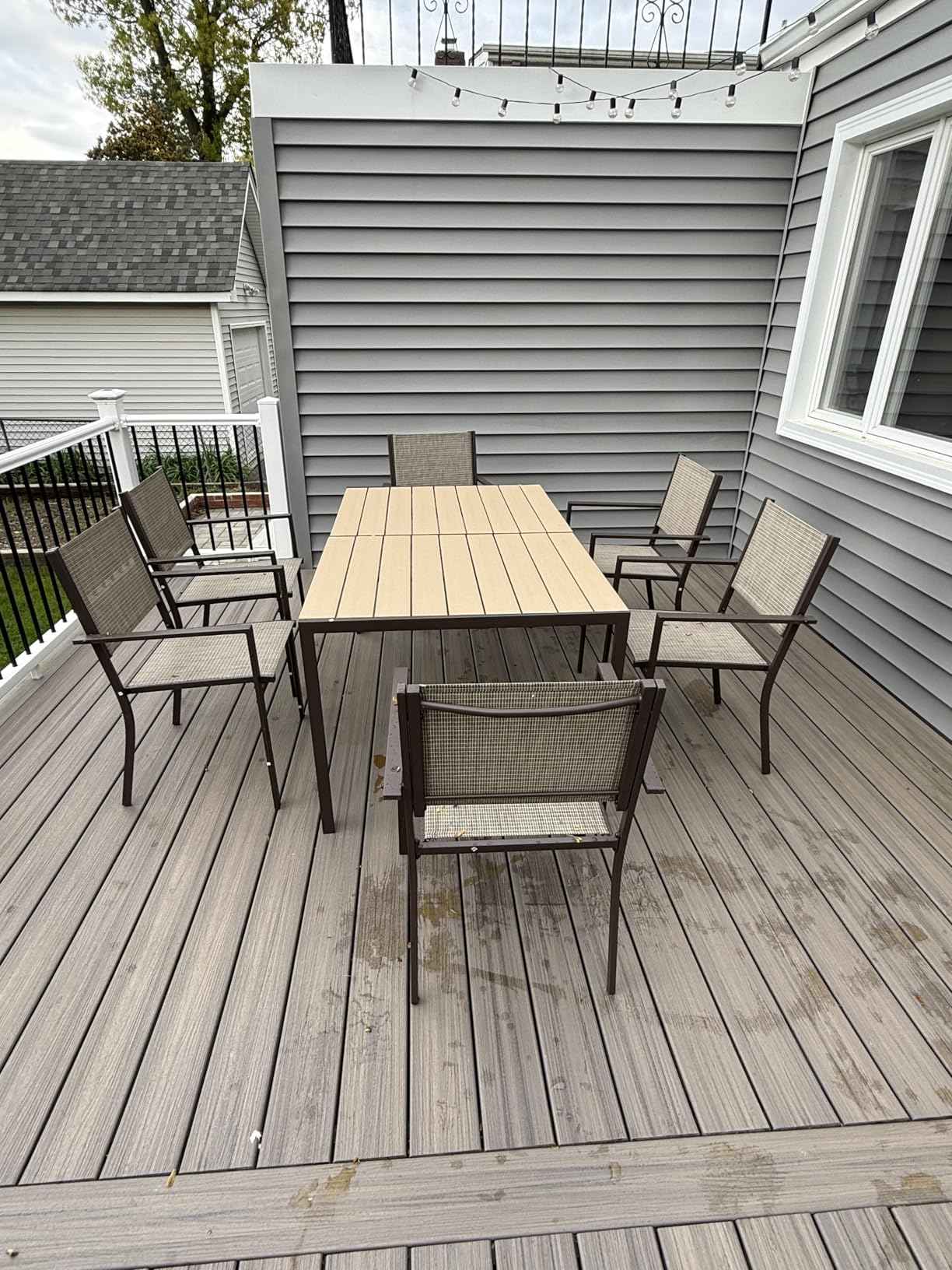 Aoxun 7-Piece Patio Table and Chairs Set for 6, All Weather Outdoor Dining Set with 6 Textilene Chairs and 1 Rectangular Metal Table, Patio Dining Sets for Backyard, Garden and Poolside, Brown customer photo 2