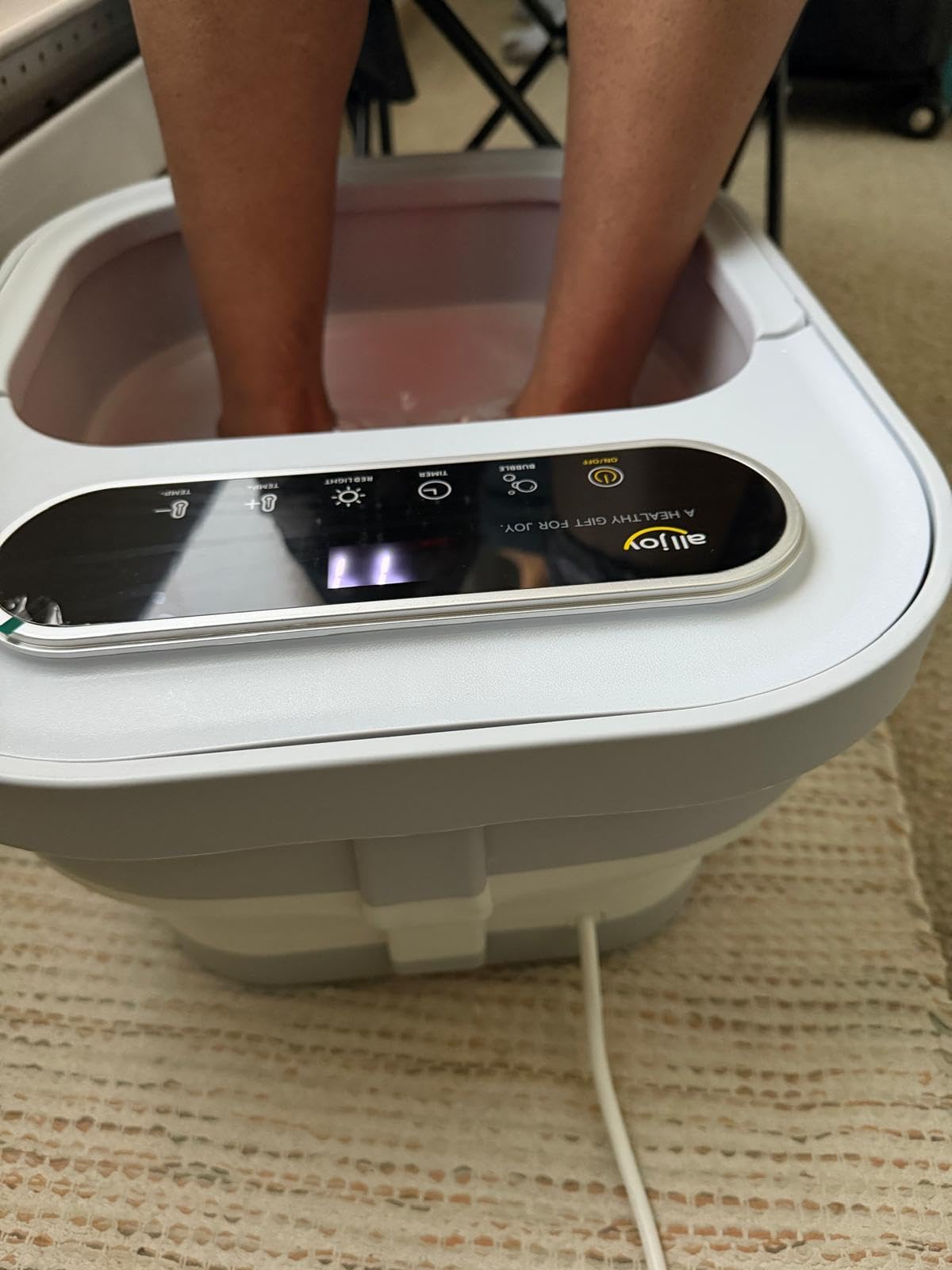 ALLJOY Collapsible Foot Spa with Heat, Pedicure Foot Bath with Bubbles & 6 Rollers, UL-Listed Rapid PTC Heating Foot Soaking Tub for Stress Relief, Relaxation Gift for Women & Men, Nurses & Teachers customer photo 1