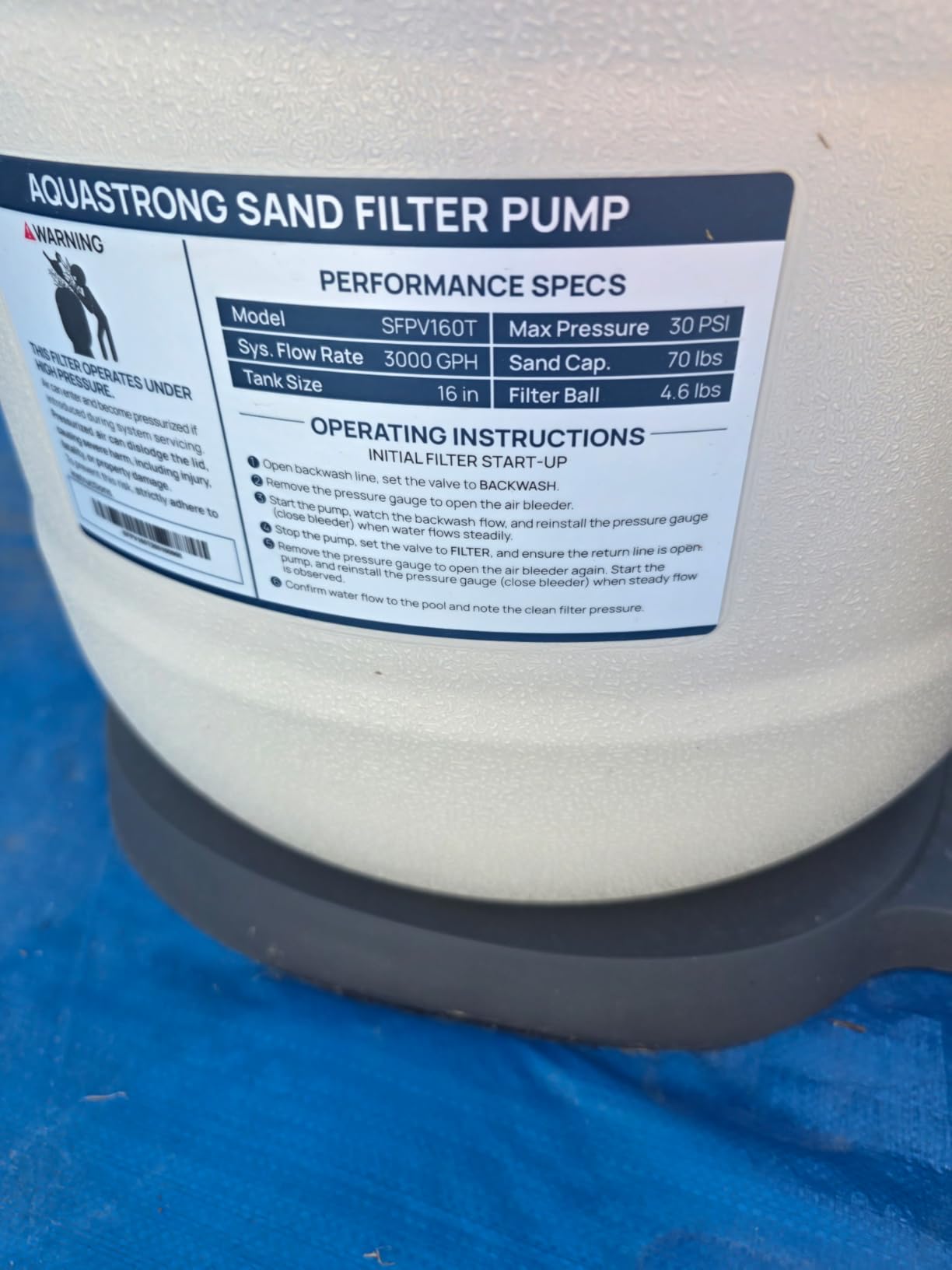 AQUASTRONG 16in Sand Filter Pump for Above Ground Pool with Timer, 3/4 HP, 3800 GPH for Pools up to 16000 GAL, 6-Way Valve customer photo 1