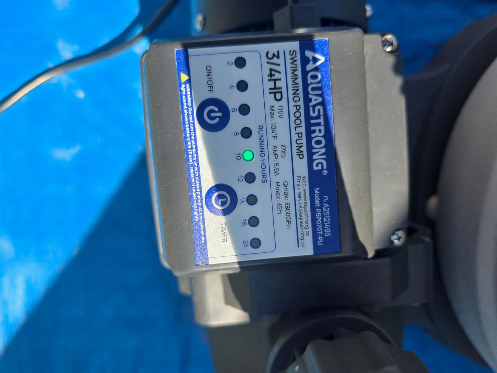 AQUASTRONG 16in Sand Filter Pump for Above Ground Pool with Timer, 3/4 HP, 3800 GPH for Pools up to 16000 GAL, 6-Way Valve customer photo 2