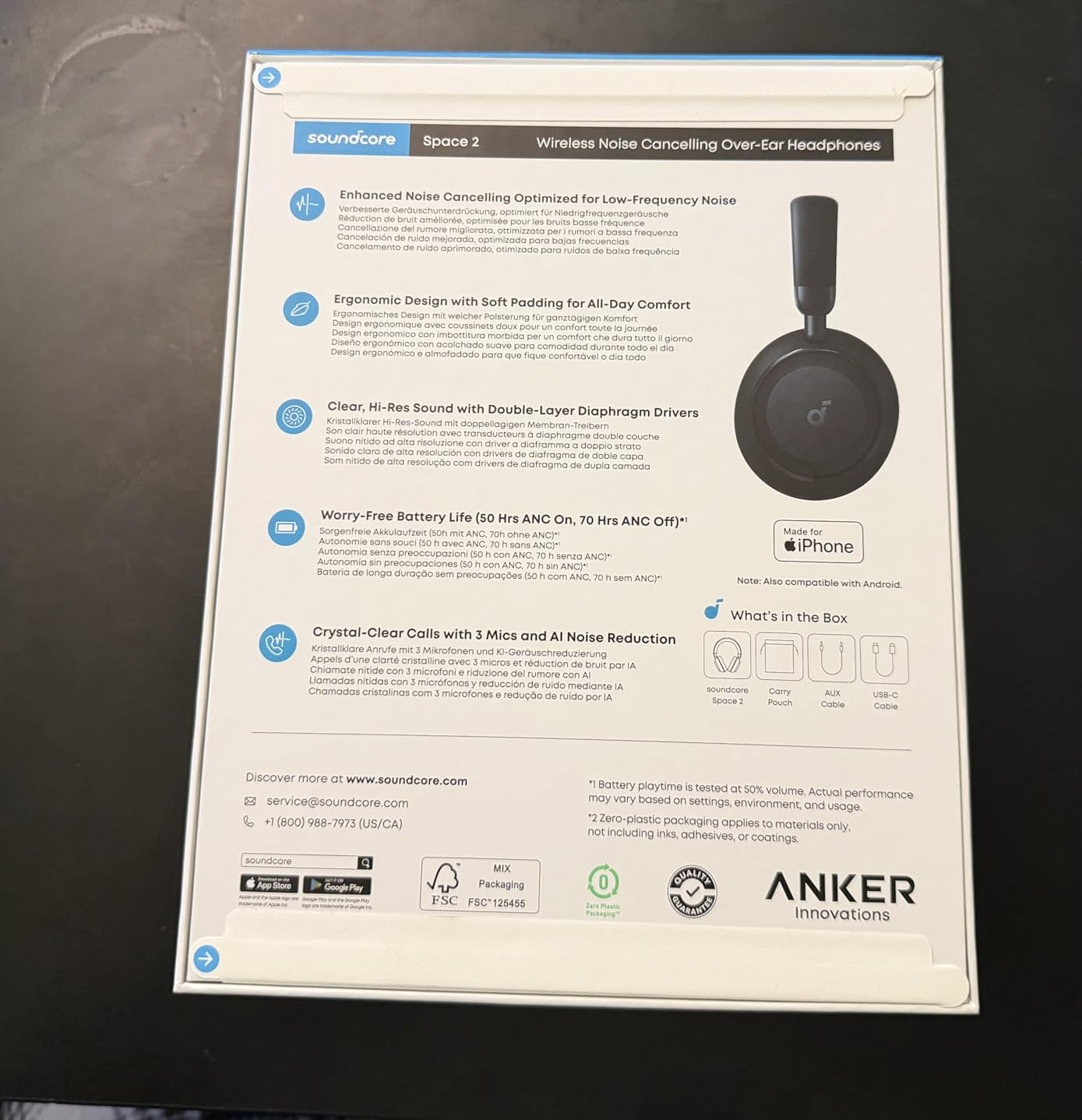 Soundcore Space 2 by Anker, Active Noise Cancelling Headphones, Comfortable Fit, 50H Playtime, LDAC Hi-Res Wireless Audio, Dual Connection, Clear Calls, Bluetooth 6.1, Nap Mode customer photo 2