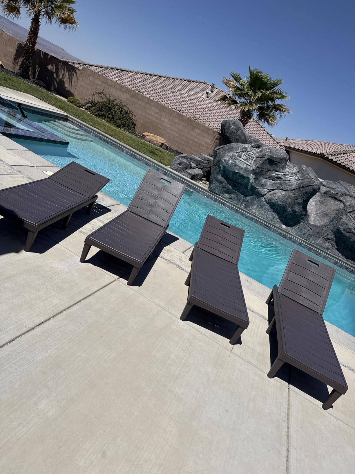 Devoko Outdoor Chaise Lounge Chair Set of 2 with 5-Position Adjustable Back, Waterproof & Lightweight PP Lounge Chairs for Outside Pool Patio (Black) customer photo 1