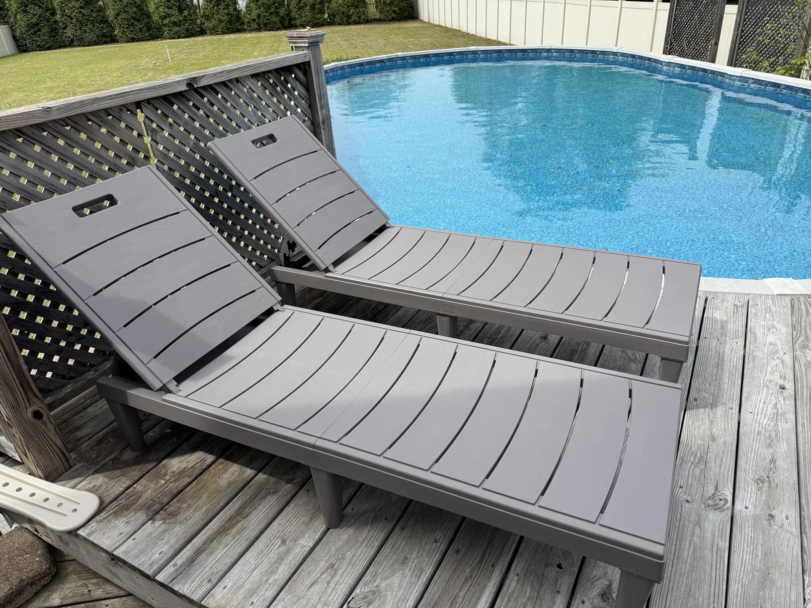 Devoko Outdoor Chaise Lounge Chair Set of 2 with 5-Position Adjustable Back, Waterproof & Lightweight PP Lounge Chairs for Outside Pool Patio (Black) customer photo 2