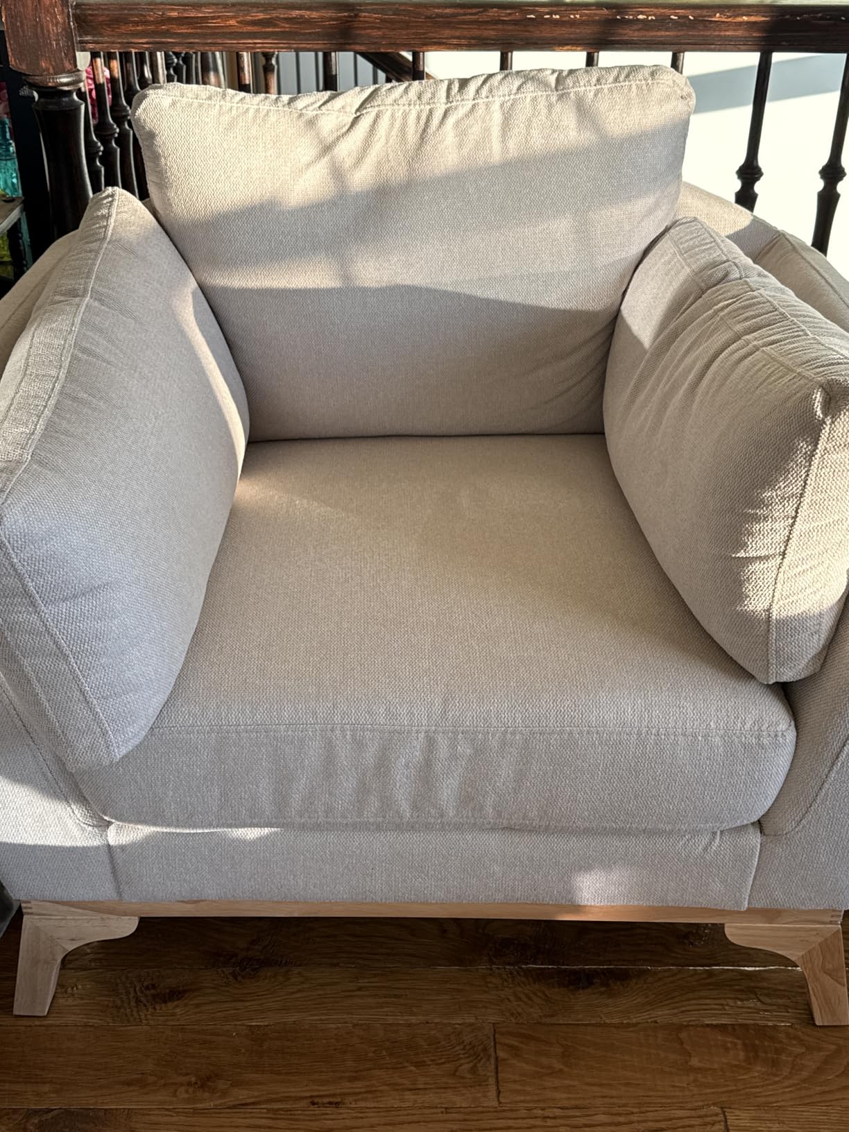 VANOMi Large-Sized Accent Chair, Thick Cushion Bedroom Reading Chair, Comfortable Living Room Single Sofa, Camel, Boucle customer photo 1