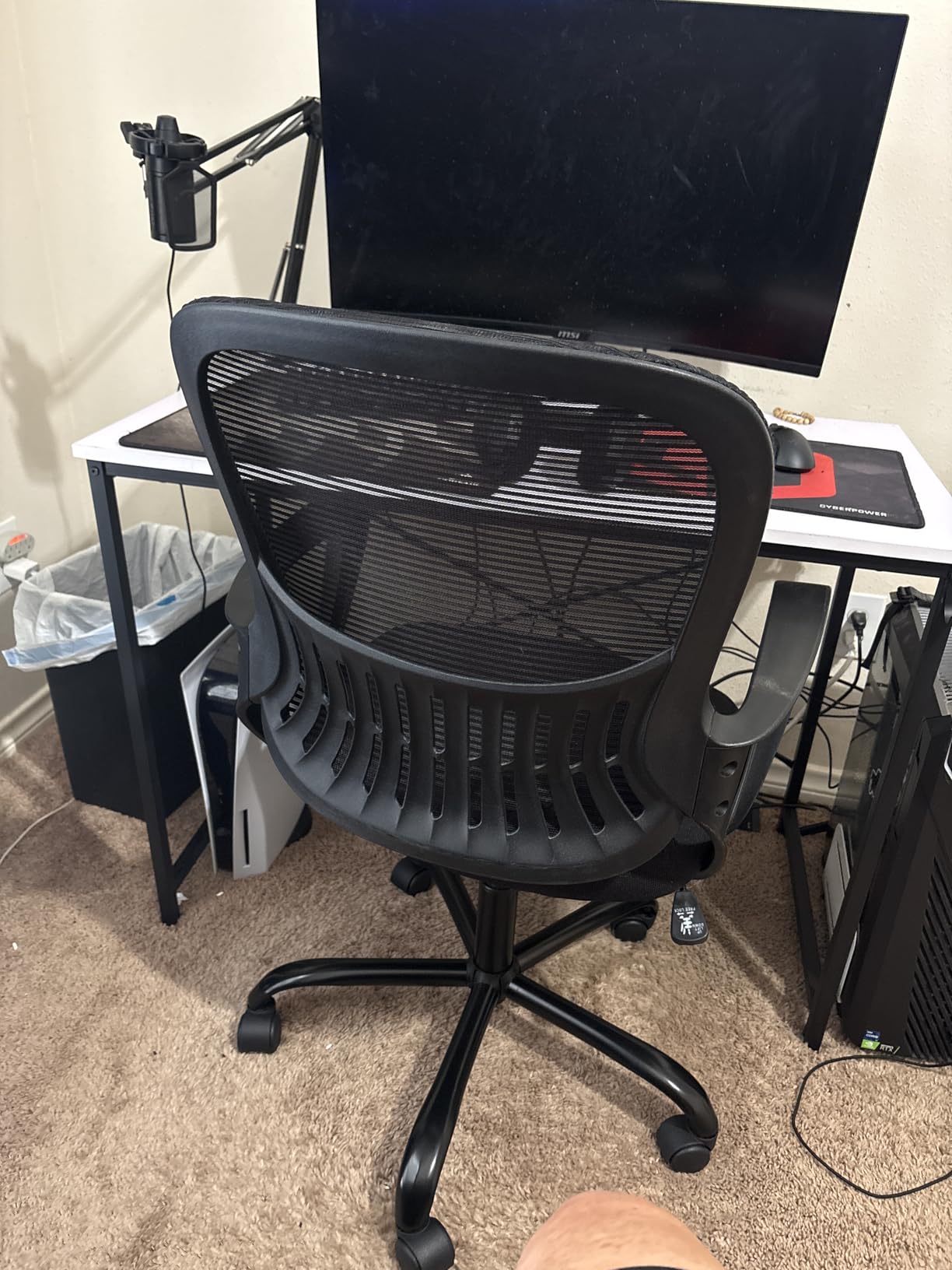 Sweetcrispy Home Office Managerial Executive Chair with Ergonomic Design, Mid-Back Mesh Swivel, Comfortable Lumbar Support, Comfy Arms for Bedroom,Study,Student, Black customer photo 1