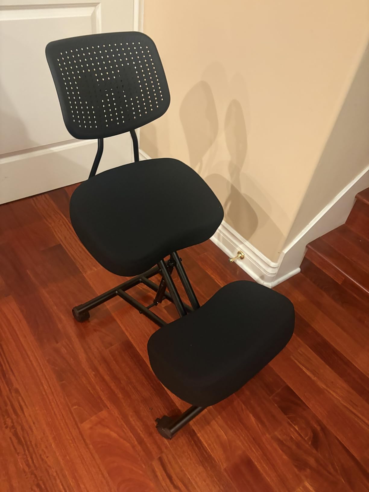 Kneeling Chairs with Backrest Linen Ergonomic Home Office Chair Adjustable Height Seat Rolling Wheels Comfort Thick Cushion Work Stool Improve Posture Chair customer photo 1