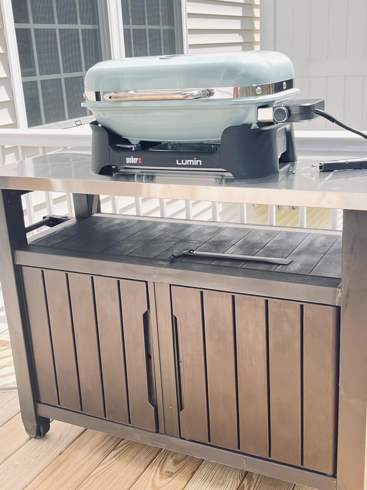 Keter Extendable Outdoor Bar Cart with Hidden Cooler, Storage Drawers & Prep Surface - Mobile Patio Serving Station with Drainage Kit & Hidden Wheels for Backyard, Garden & Poolside Entertaining customer photo 2