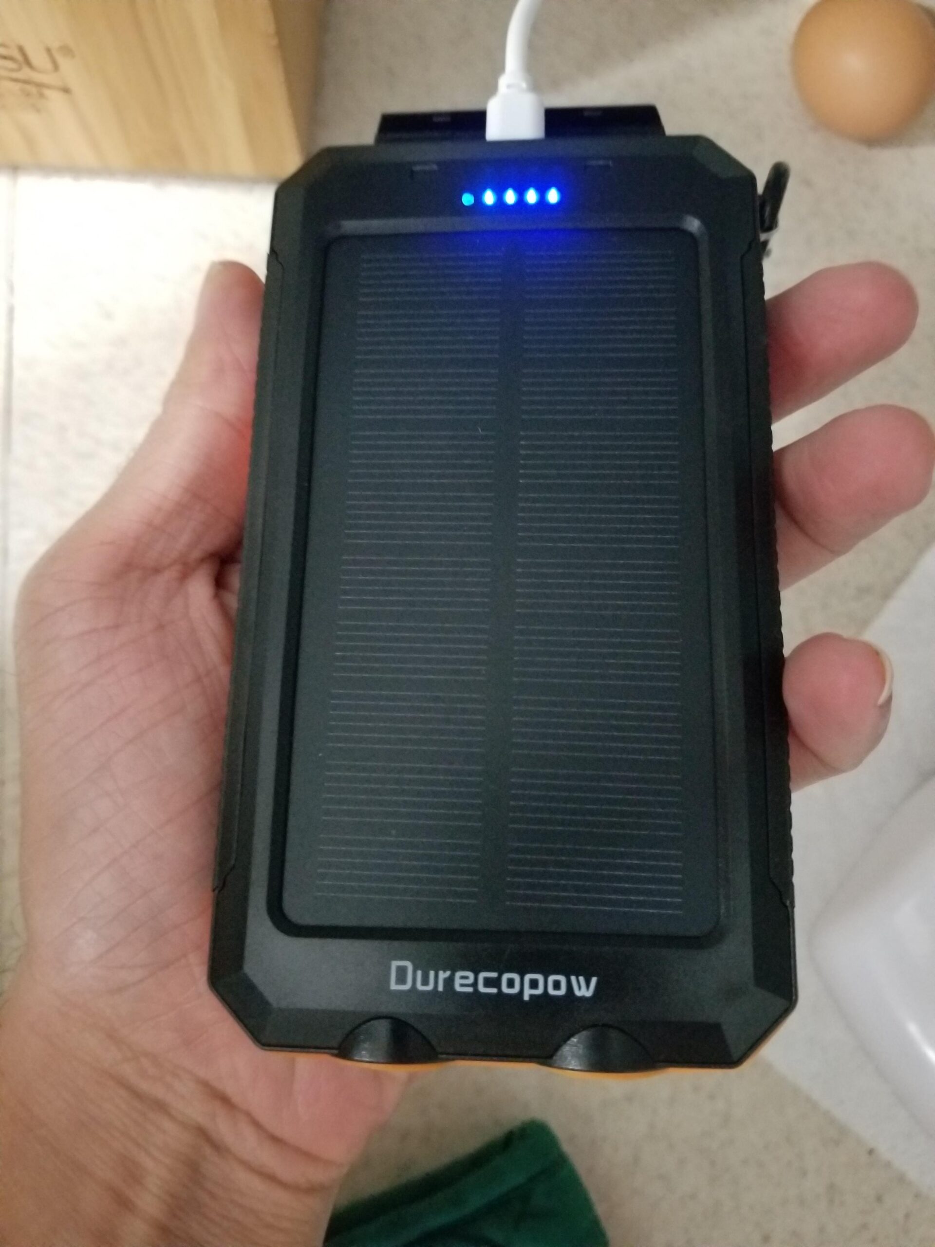 Durecopow Solar Charger Power Bank 20,000mAh, Portable Charger, 4 Cables 3 Ports Fast Charging External Battery Pack with USB C for Cell Phones, Solar Panel Charger with Dual Flashlight for Camping customer photo 2