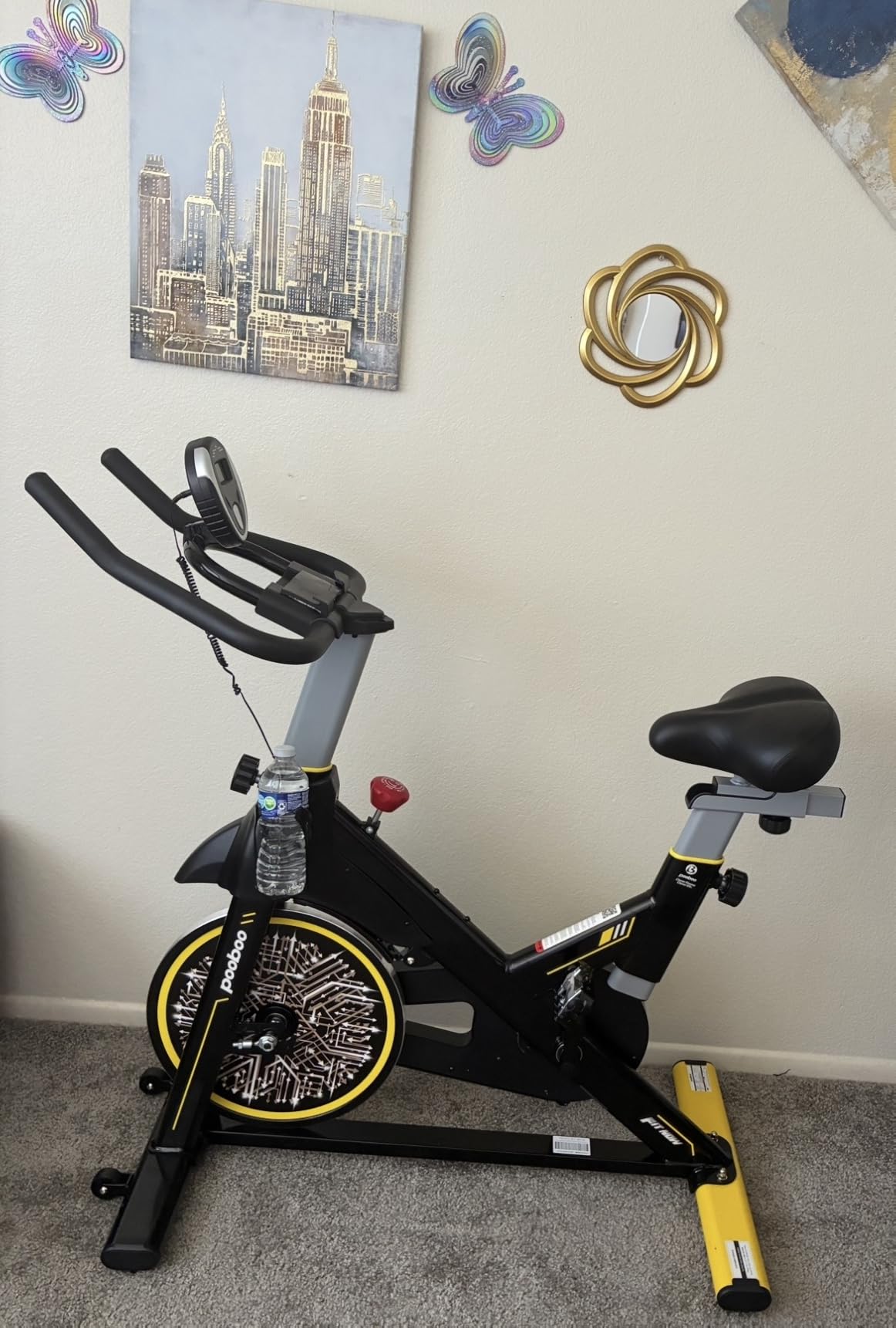 pooboo Exercise Bike,Stationary Bike with Exclusive App for Home,Magnetic Low Noise Indoor Cycling Bike with 350lbs Weight Capacity,Adjustable Seat,Tablet Mount and LCD Display for Weight Loss customer photo 2