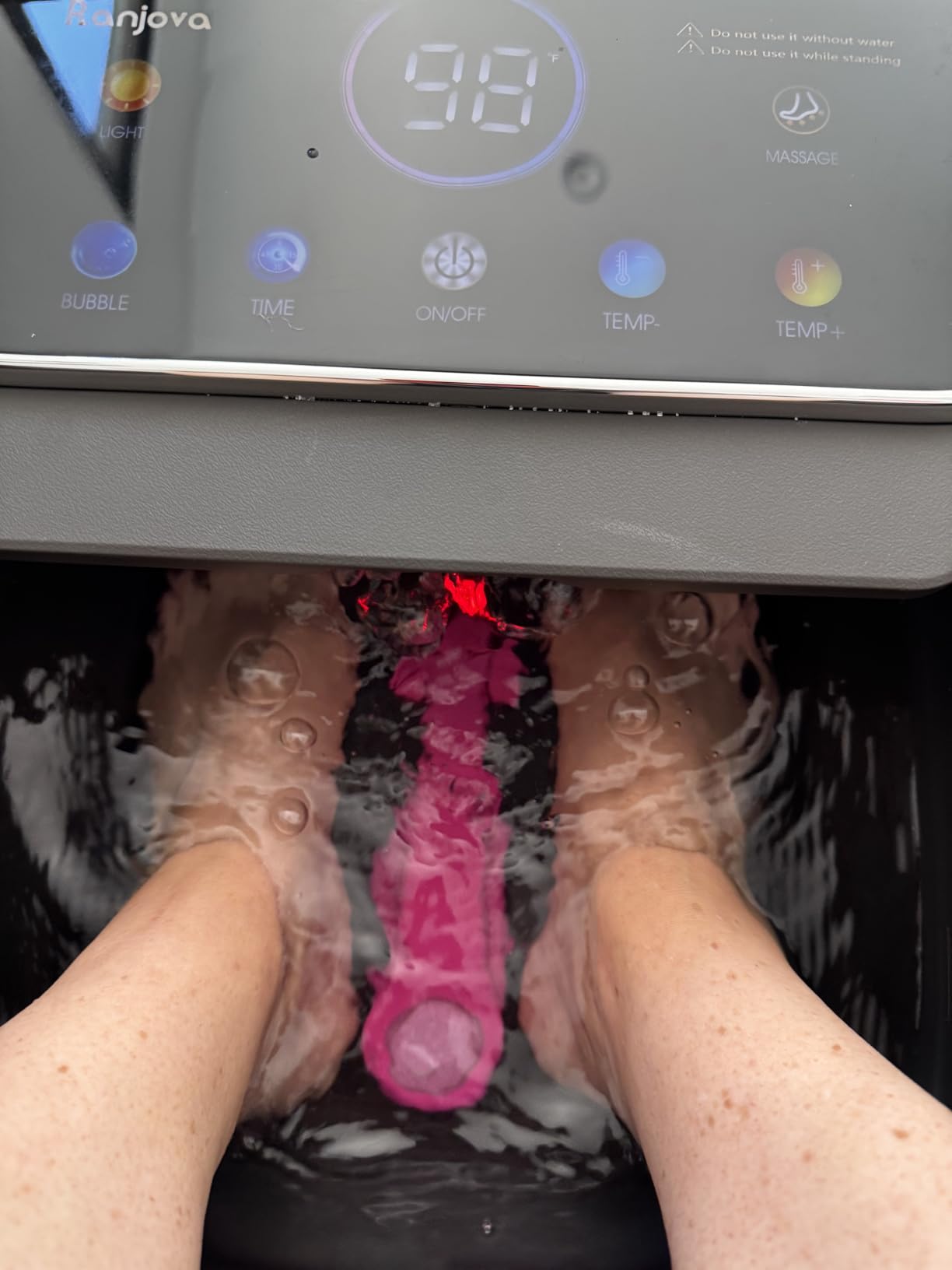 Ranjova Foot Spa Electric Rotary Massage, Color Touch Screen and Remote Control, Heat, Bubble, Adjustable Temp, 24 Motorized Shiatsu Massage Balls customer photo 1