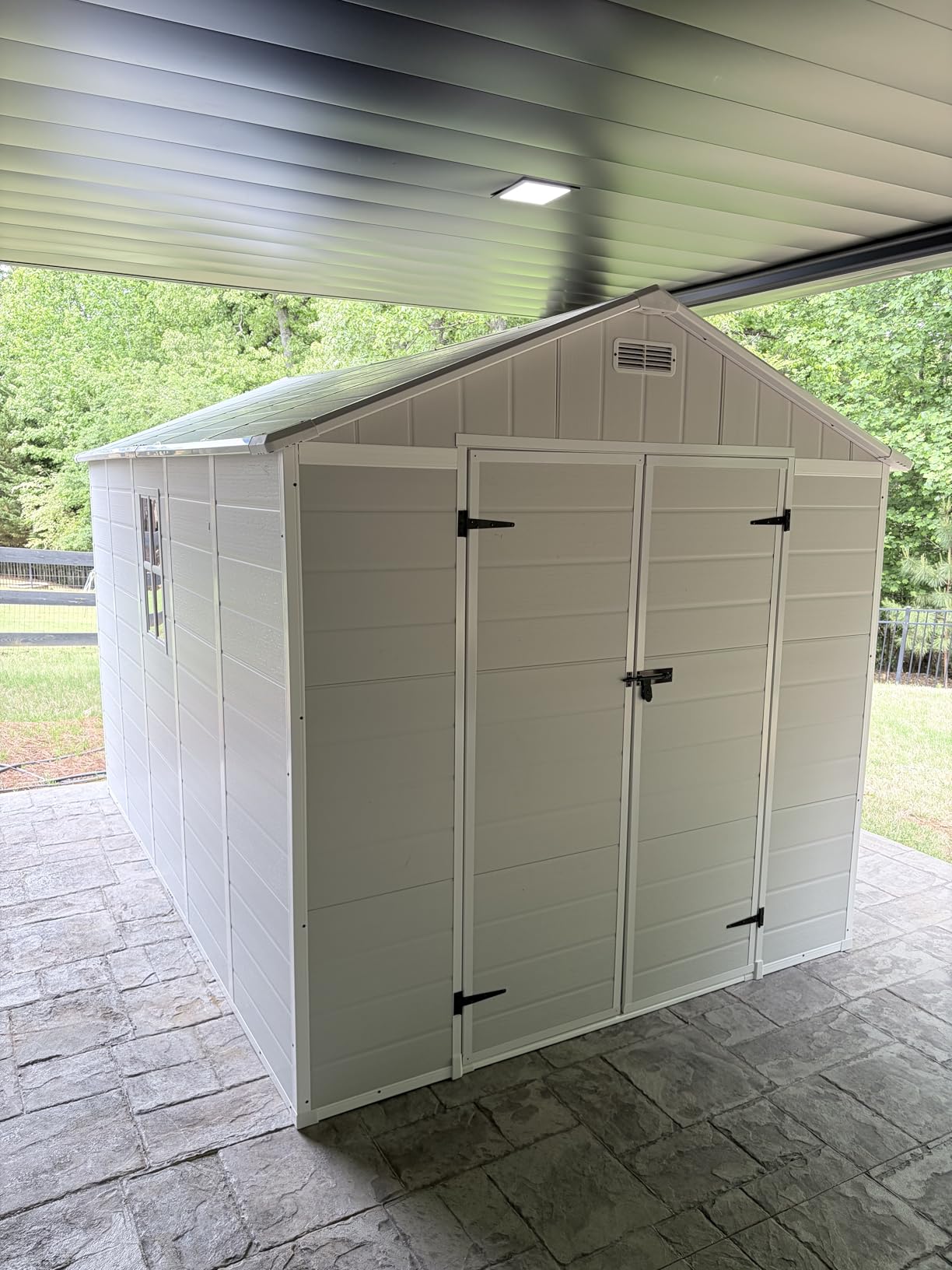 UDPATIO Outdoor Resin Storage Shed 8 x 10 FT, Plastic Storage Shed with Floor Large Outdoors Garden Tool Storage Shed Outside Clearance Shed with Lockable Door for Bike, Backyard, Patio, Dark Grey customer photo 1