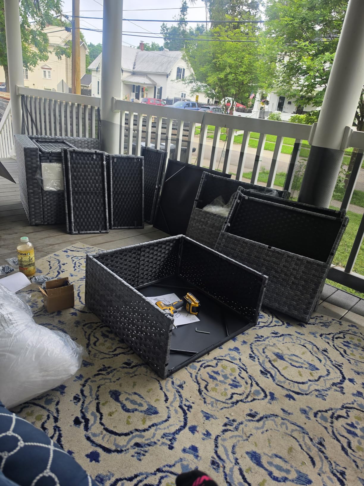 Shintenchi 7 Pieces Outdoor Patio Furniture Sets, Patio Sectional Sofa Couch, Gray PE Wicker Furniture Modular Patio Conversation Sets Patio Sofa with Washable Cushions, Aegean Blue customer photo 2
