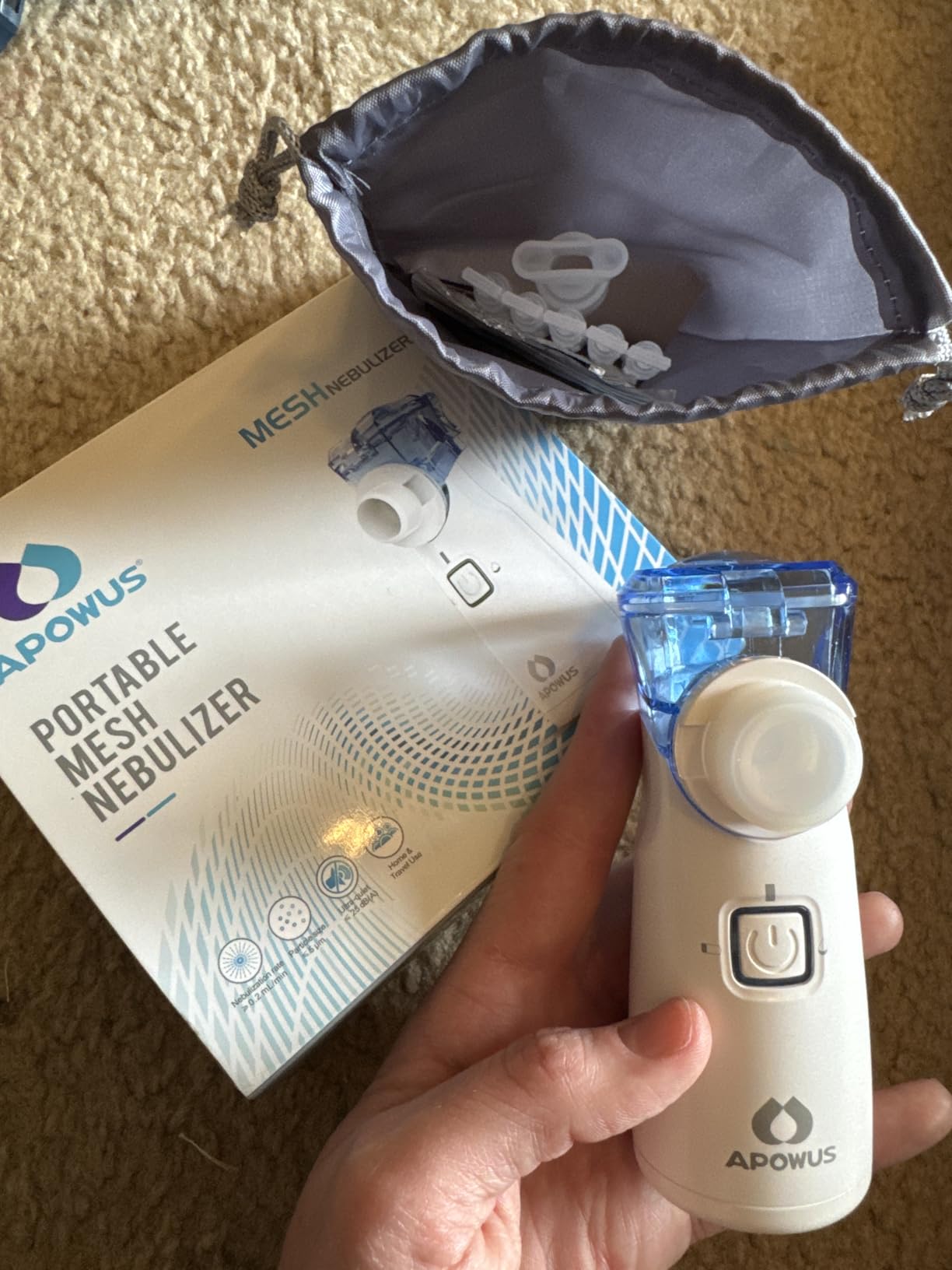Portable Nebulizer with 2 Masks and 1 Mouthpiece Adjustable Mist Rate, Handheld Nebulizer Machine for Pets, Lightweight and Easy to Use customer photo 1