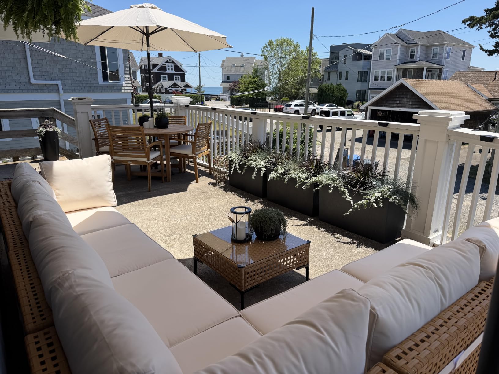 ABCASA Patio Sectional Furniture Set, 5-Piece Wicker Outdoor Patio Furniture Sets with Anti-Slip Cushions & Coffee Table, Boho Patio Conversation Set Sectional Sofa for Backyard, Porch, Garden, Beige customer photo 2