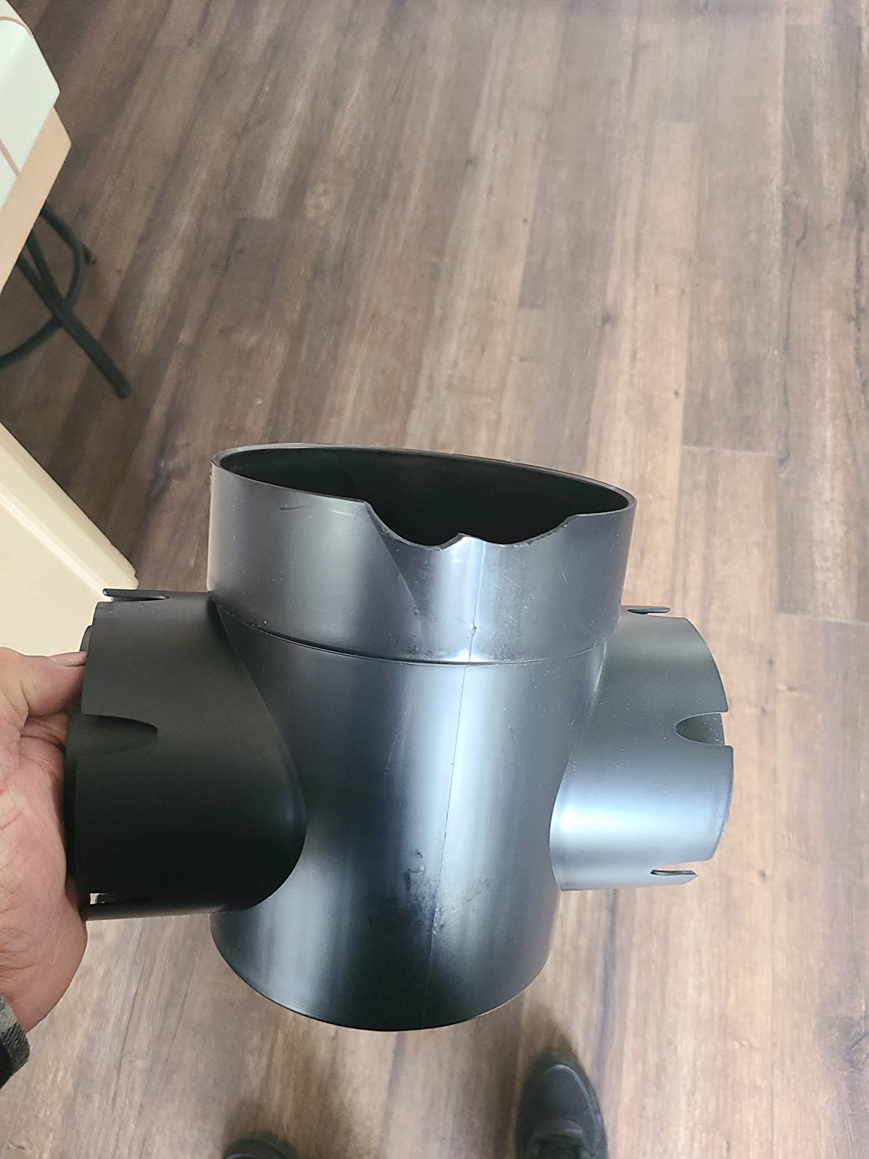 NDS 201 Round Spee-D Catch Basin Drain, 2 Outlets, Connects to 3-Inch and 4-Inch Drain Pipes, Manages Light Water Flows, 6-Inch, Plastic, Black customer photo 1