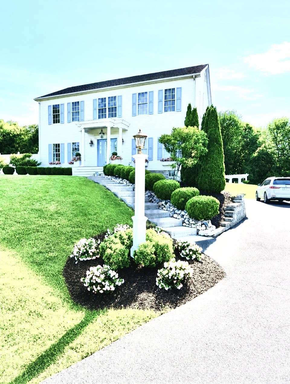 Mayne Signature Lamp Post with Post Mount, White | Includes PVC post mount, Light fixture & wiring not included, Fade resistant, Weather resistant, 15-year warranty customer photo 1