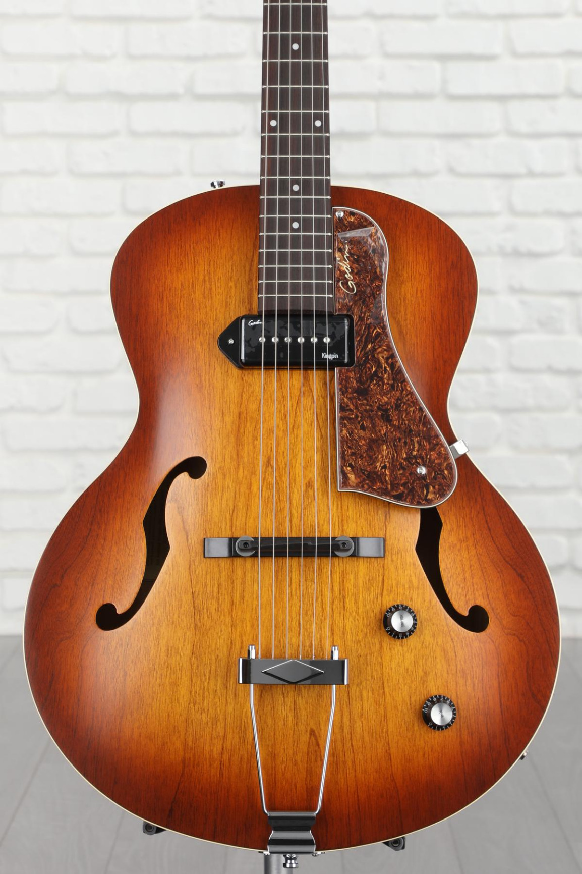 Godin 5th Avenue Kingpin P90 Arch Top Acoustic Electric Guitar, Cognac Burst customer photo 1