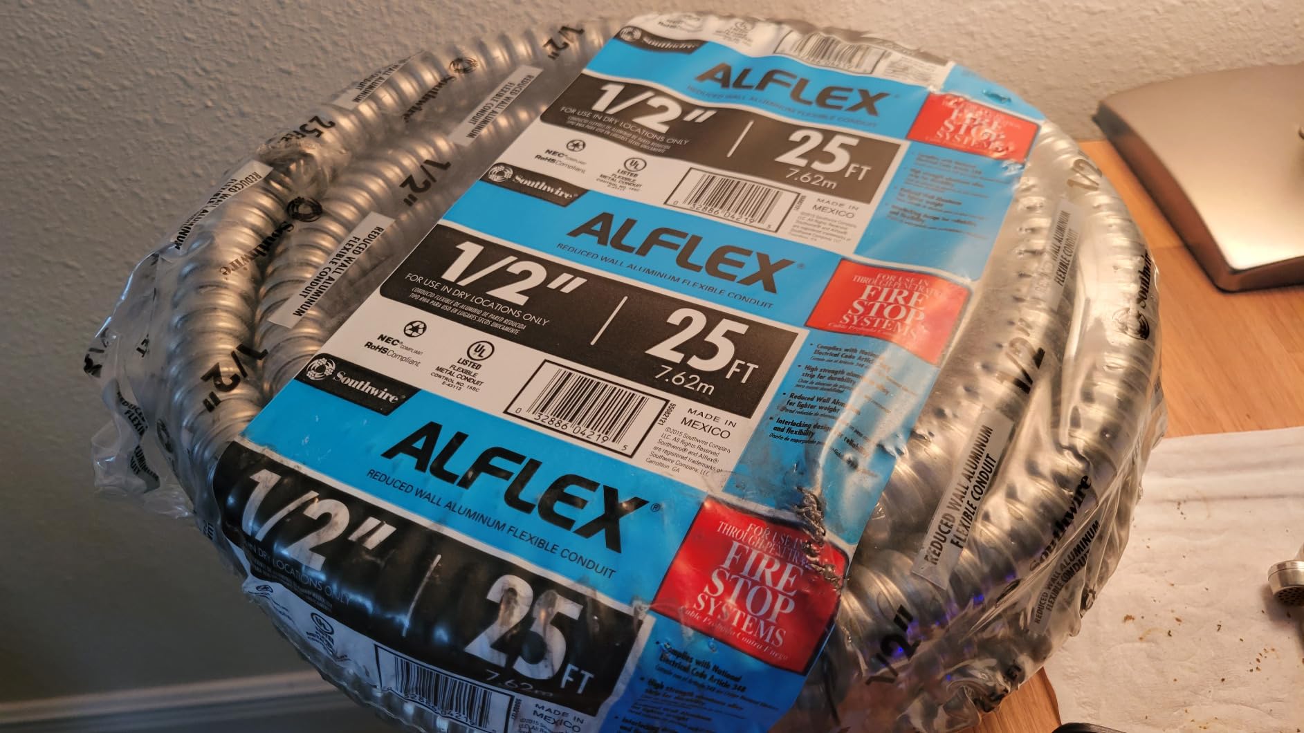 Woods 55082121 25-Feet 1/2-Inch Alflex-Type RWA Reduced Wall Metal Aluminum Flexible Conduit customer photo 2