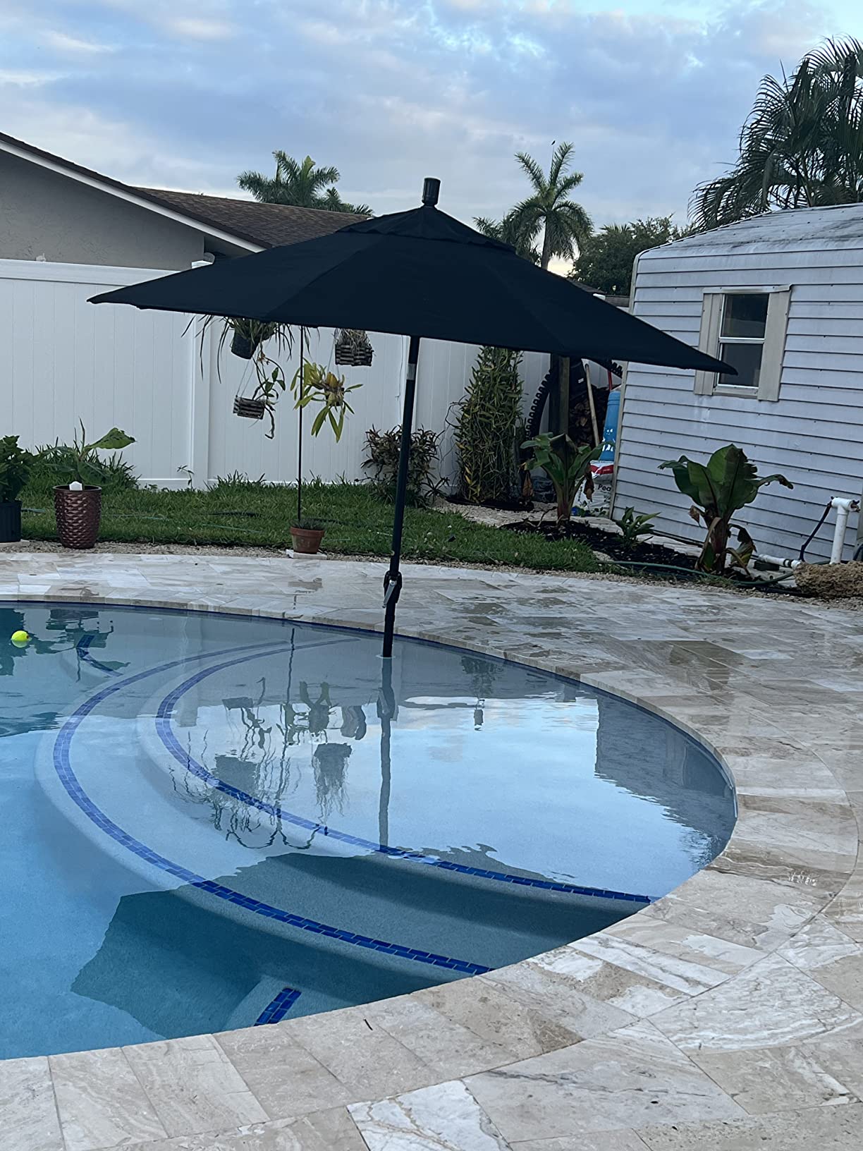 California Umbrella GSPT908302 9' Round Aluminum Market Umbrella, Crank Lift, Push Button Tilt, Black Pole, Sunbrella Patio Umbrella customer photo 2