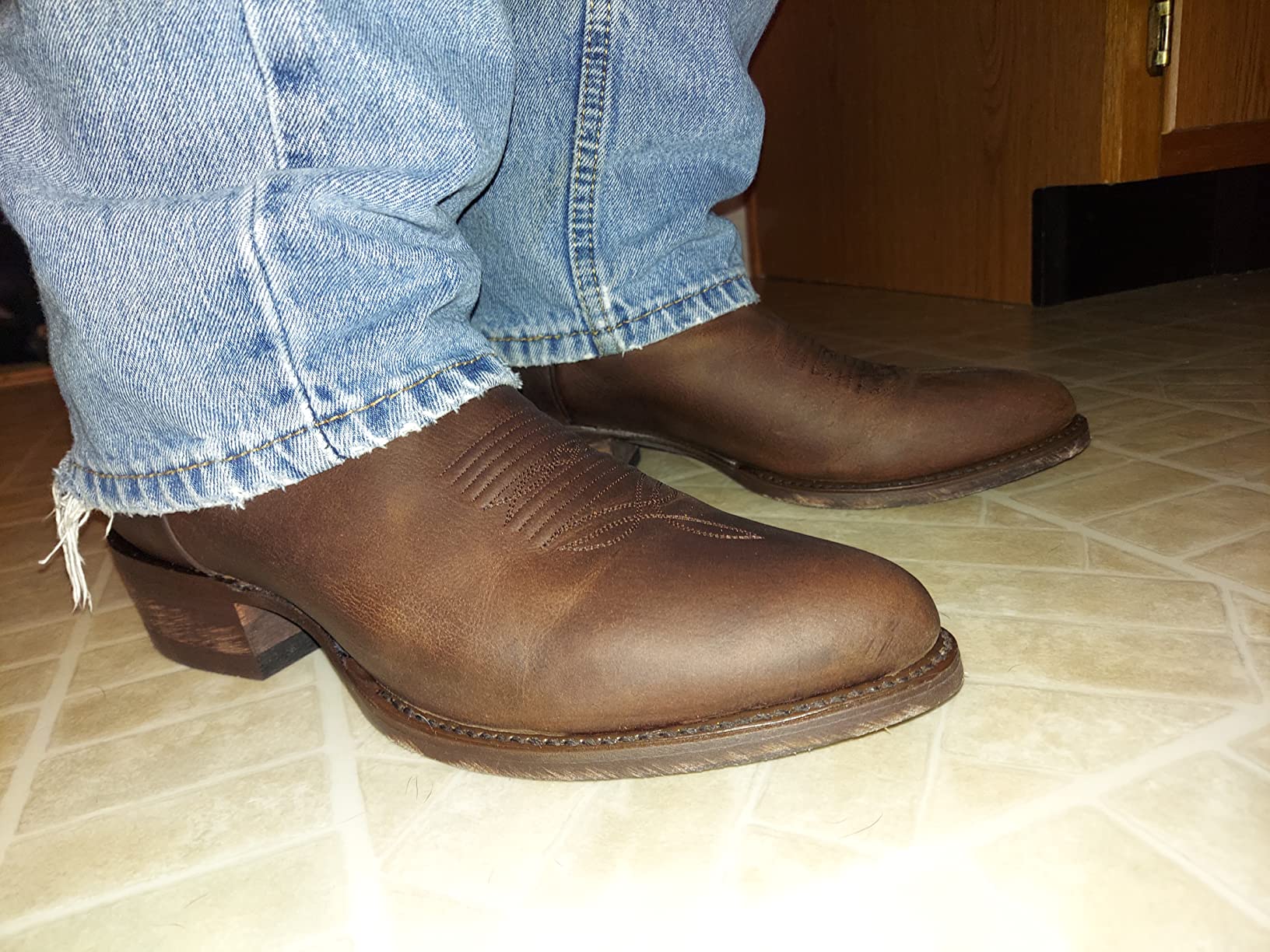 Dan Post Mens Milwaukee Embroidered Narrow Round Toe Casual Boots Mid Calf - Black customer photo 1