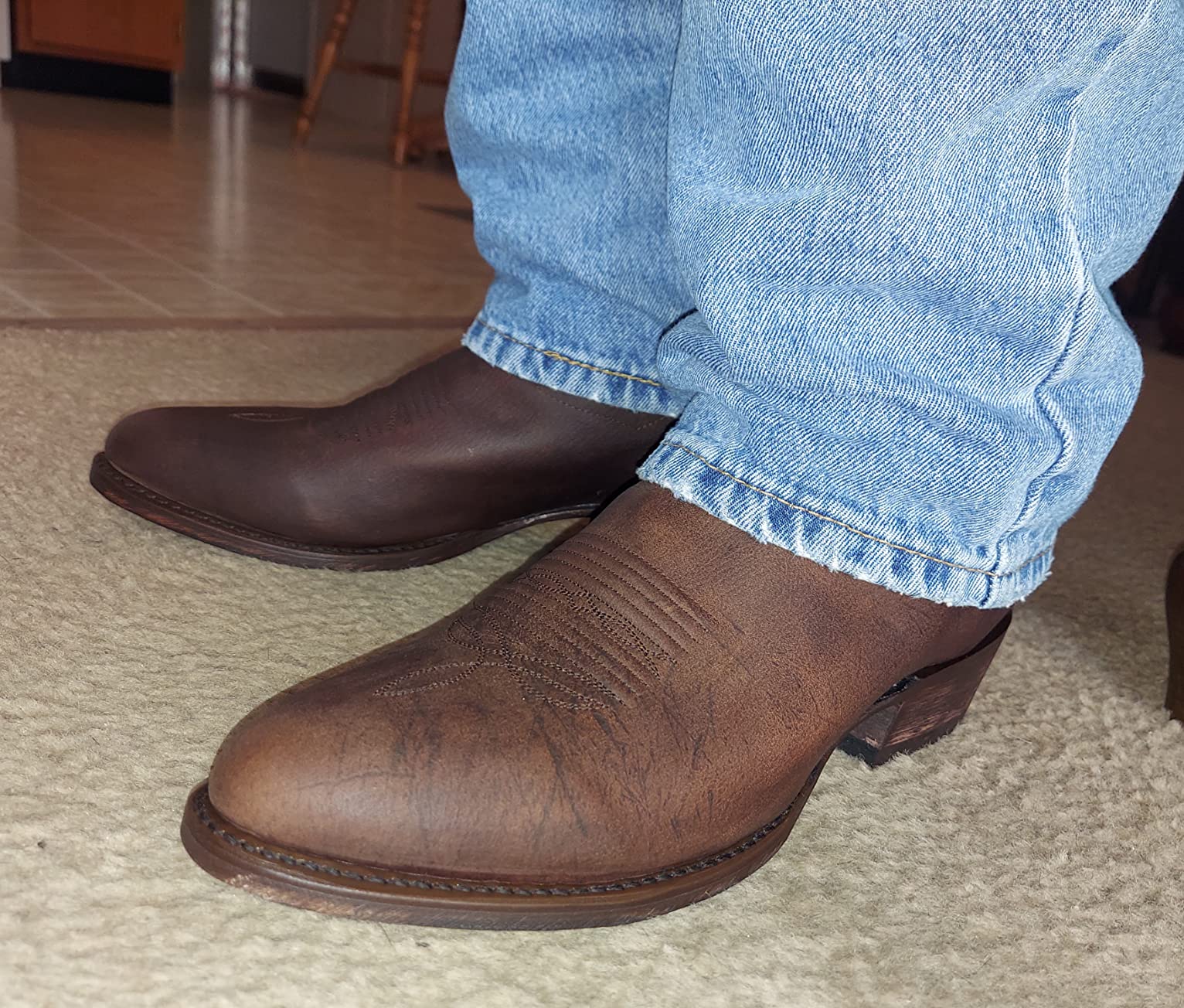 Dan Post Mens Milwaukee Embroidered Narrow Round Toe Casual Boots Mid Calf - Black customer photo 2