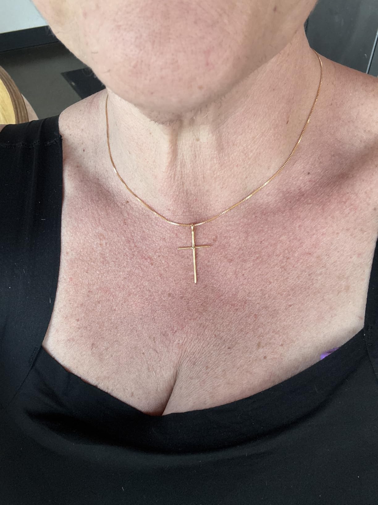 18K Gold Plated 925 Sterling Silver Box Chain Necklace for Women, 1mm Thin & Sturdy Italian Chain Necklace, Rose Gold & Silver Available, 15/16/18/20/22/24/30 Inch customer photo 2